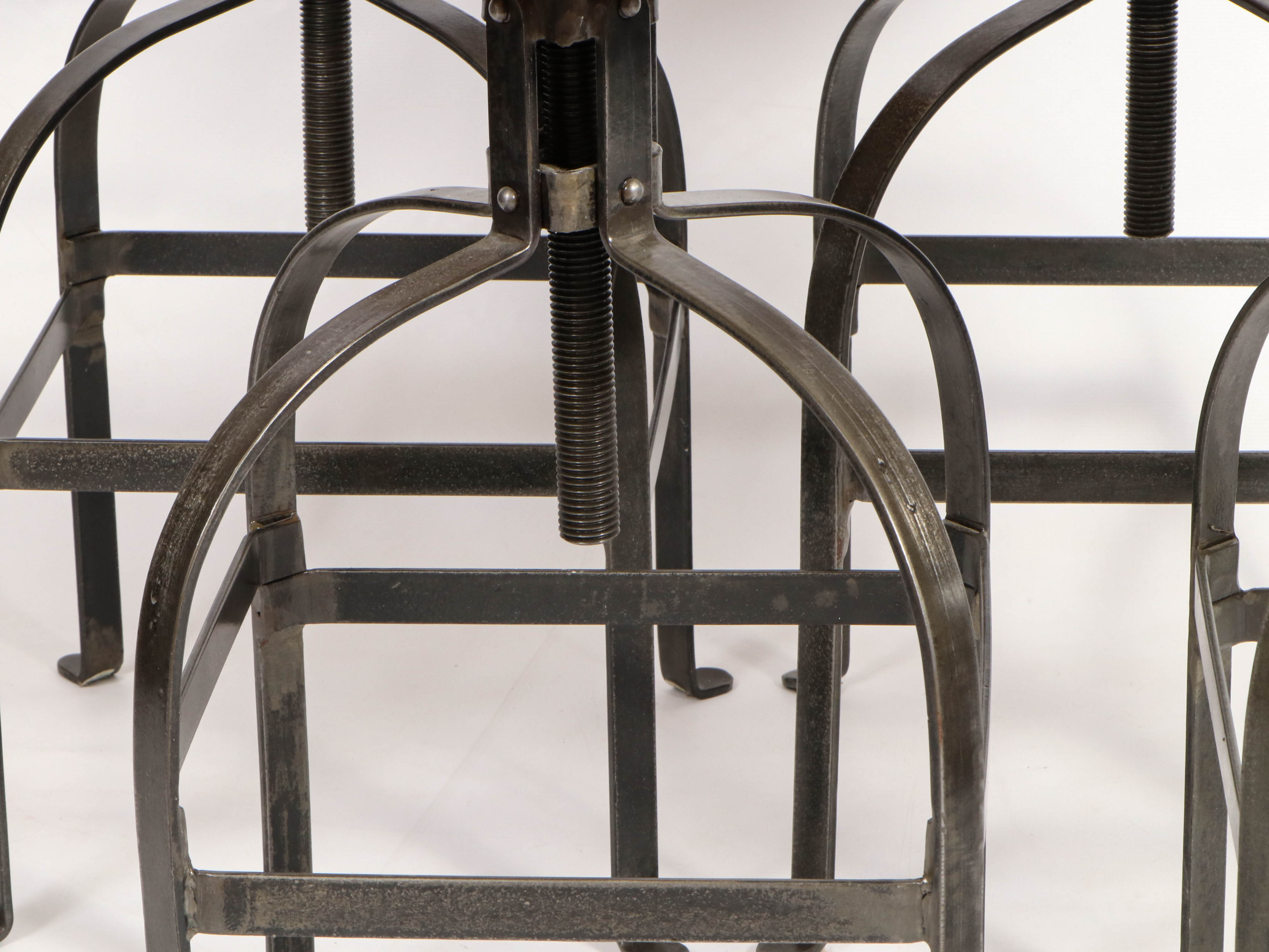 World Market Industrial Style Metal and Wood Adjustable Stools