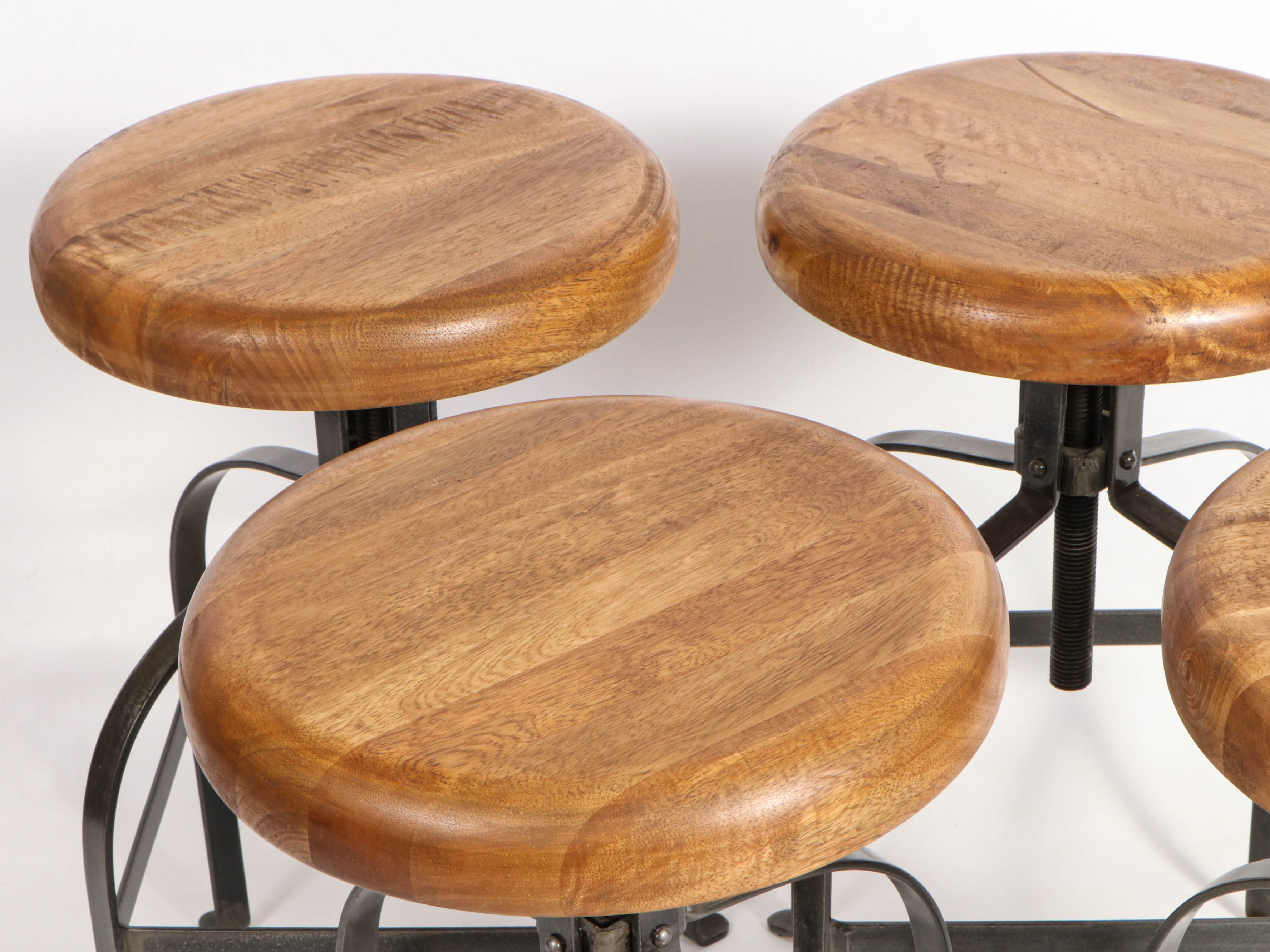 World Market Industrial Style Metal and Wood Adjustable Stools