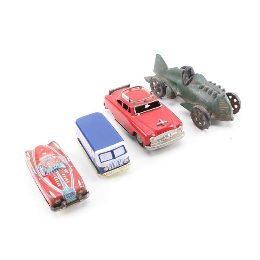 Hubley Cast Iron Auto Racing Rocket Car, Cragstan Tin Lithograph Car and More
