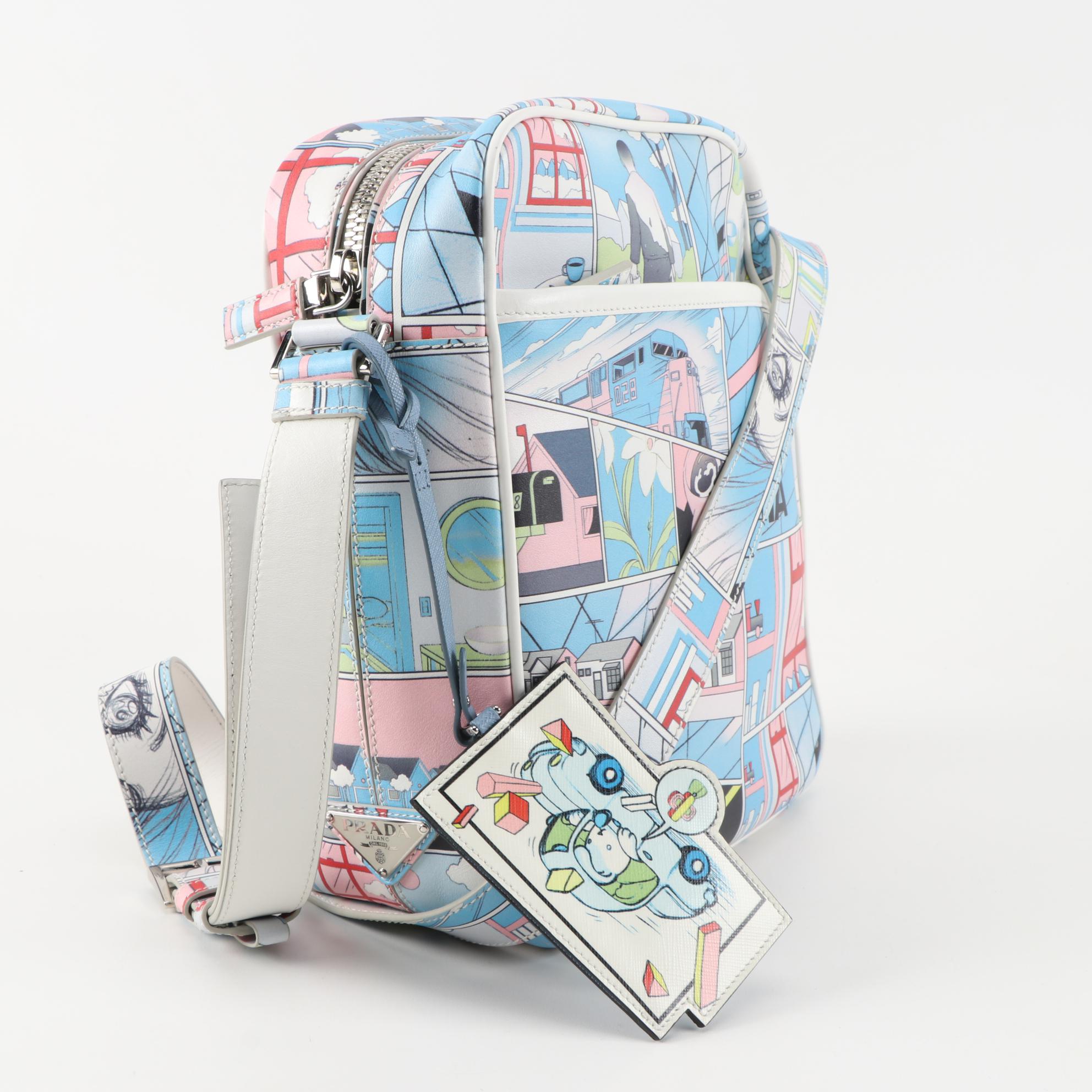 Prada James Jean Comic Art Collection Messenger Bag in Printed Saffiano Leather