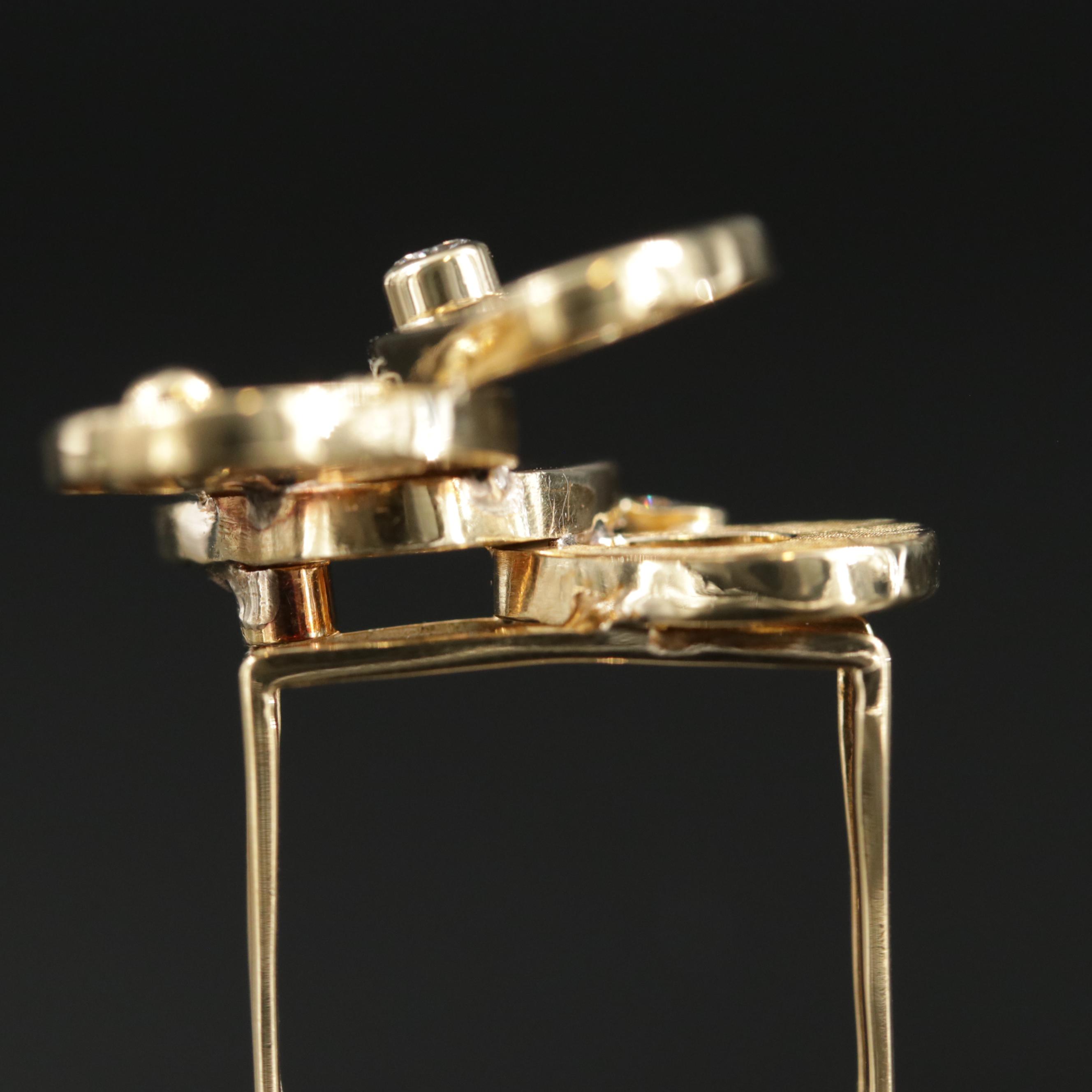 18K Yellow Gold Diamond Freeform Ring with Square Shank