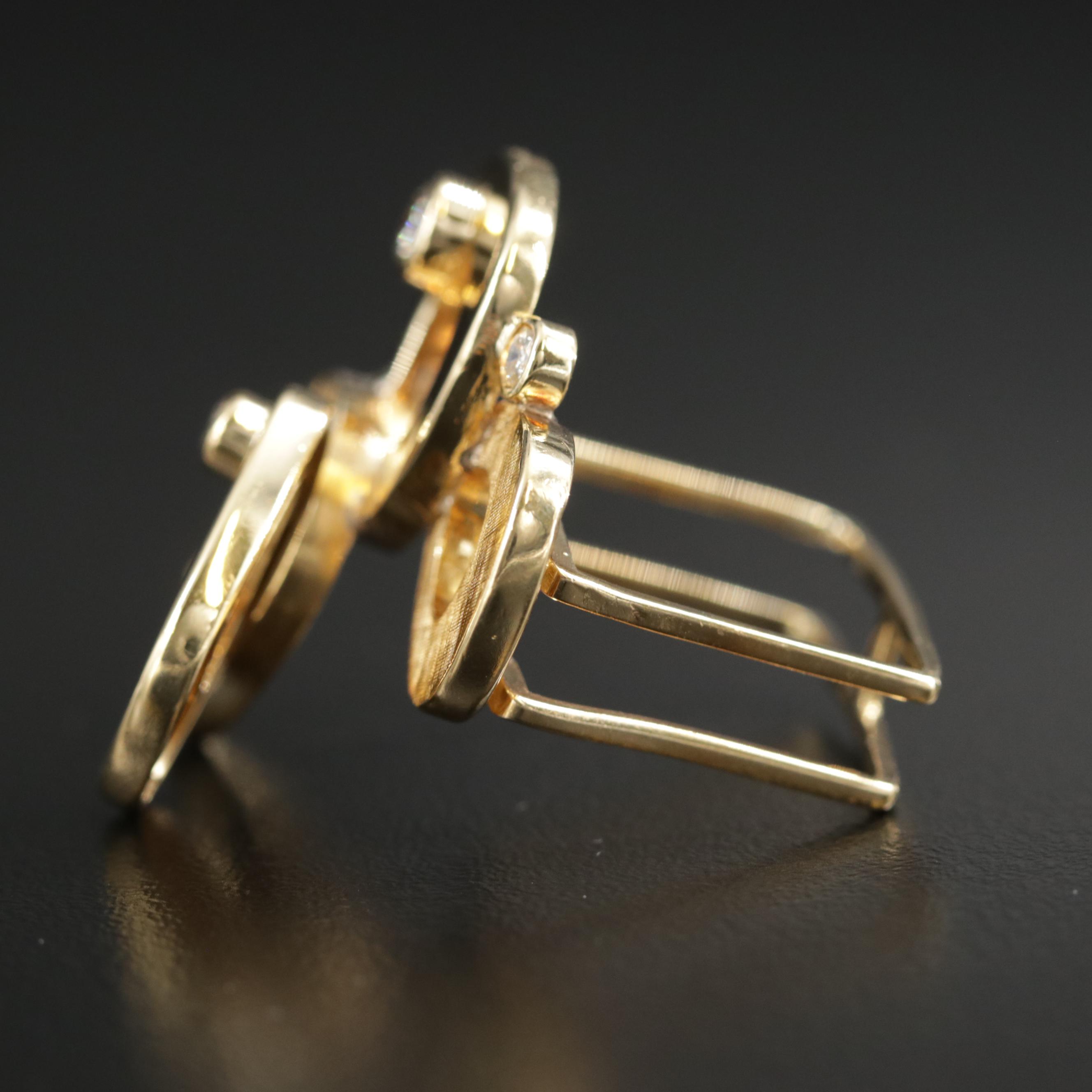 18K Yellow Gold Diamond Freeform Ring with Square Shank