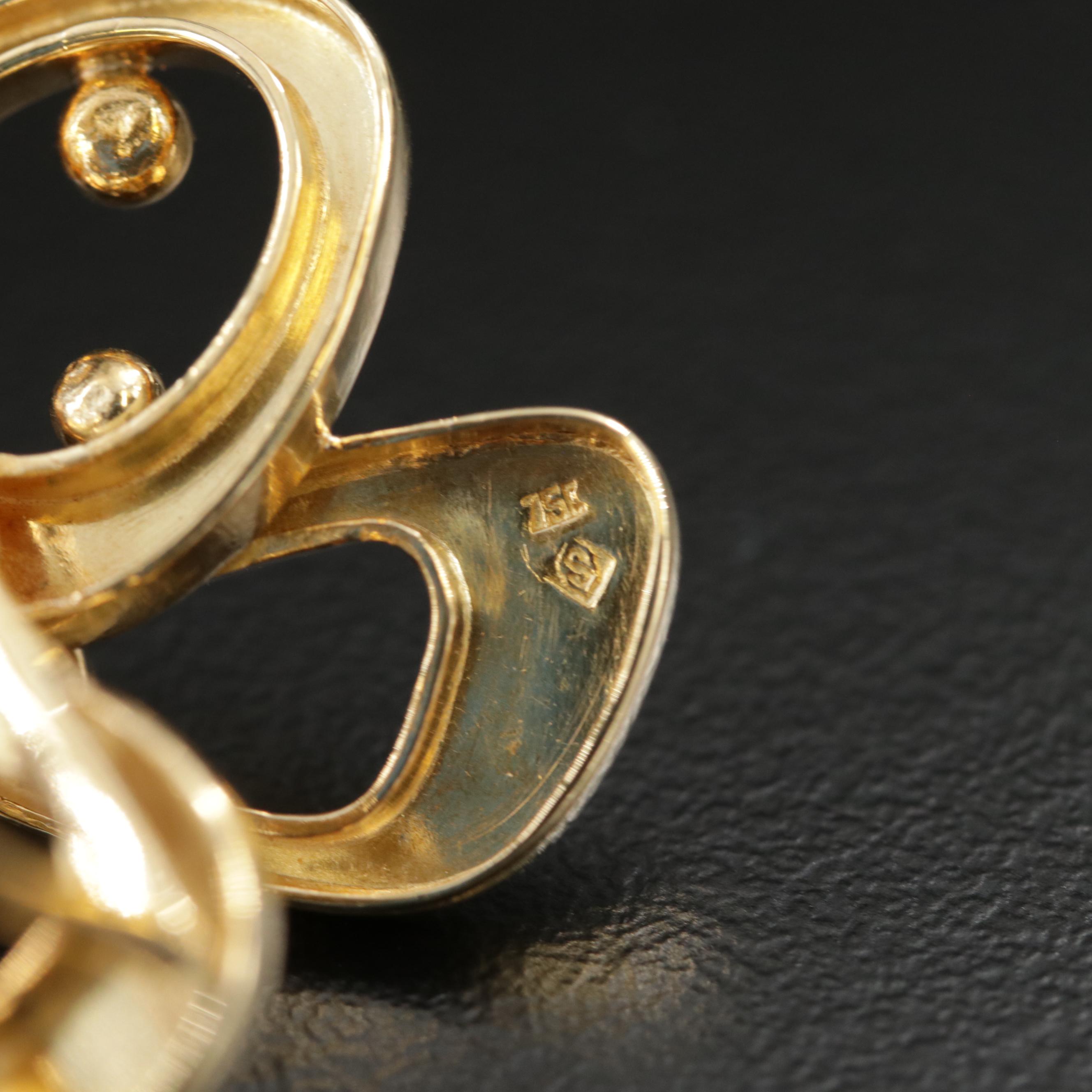 18K Yellow Gold Diamond Freeform Ring with Square Shank