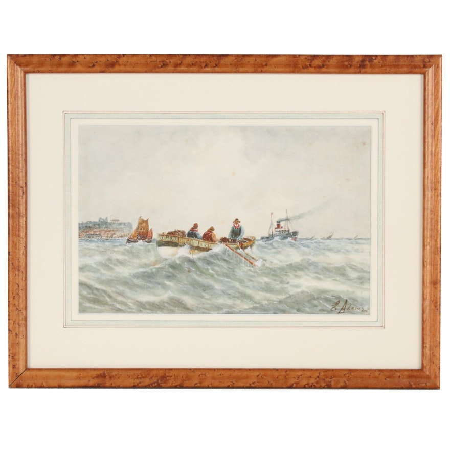 E. Adams Nautical Watercolor Painting