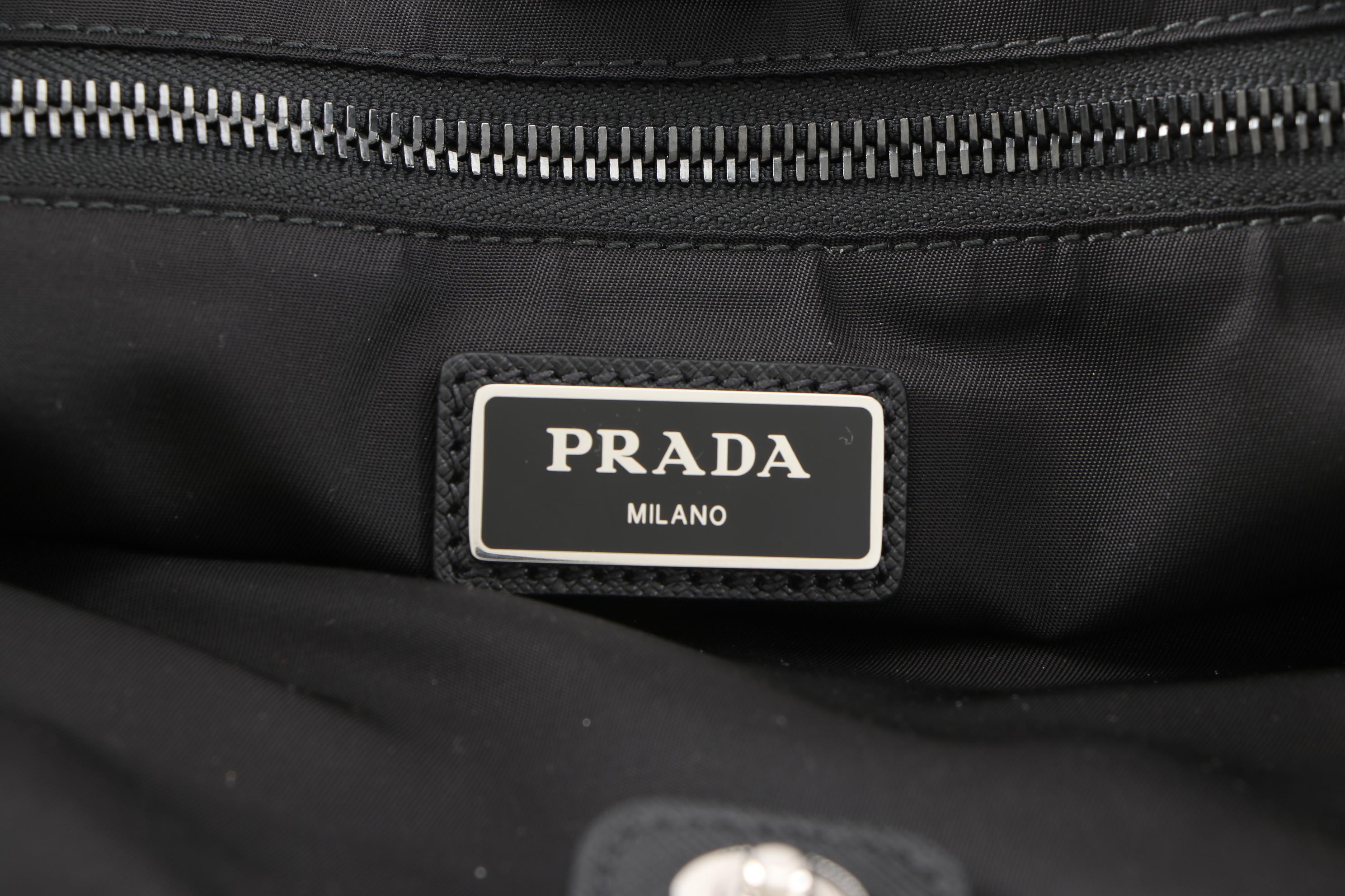 Prada Comic Print Tote Bag in Black and White Tessuto Nylon and Saffiano Leather