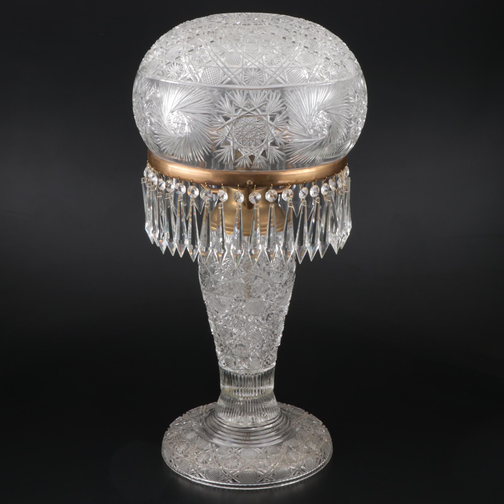 American Brilliant Style Cut Glass Table Lamp