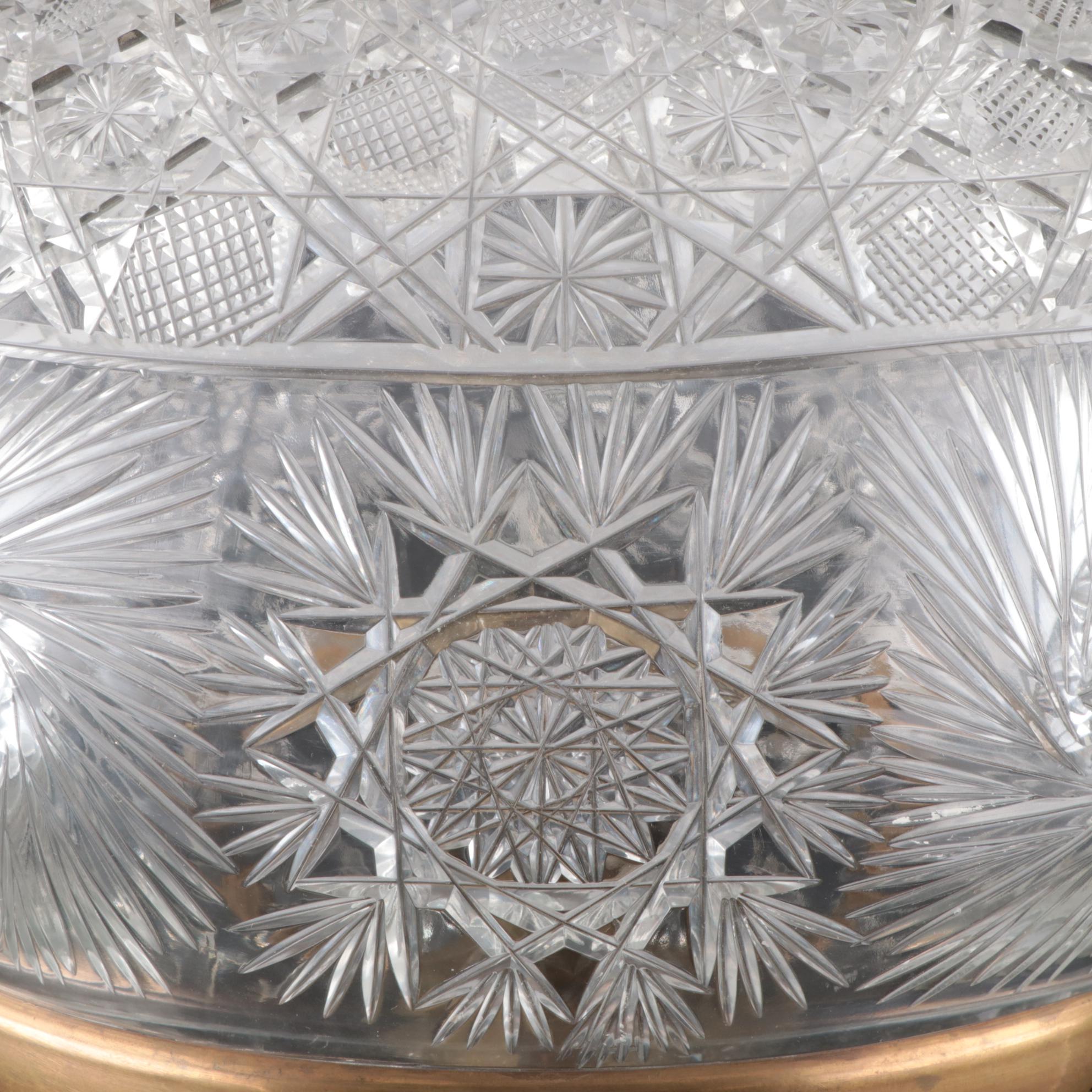 American Brilliant Style Cut Glass Table Lamp