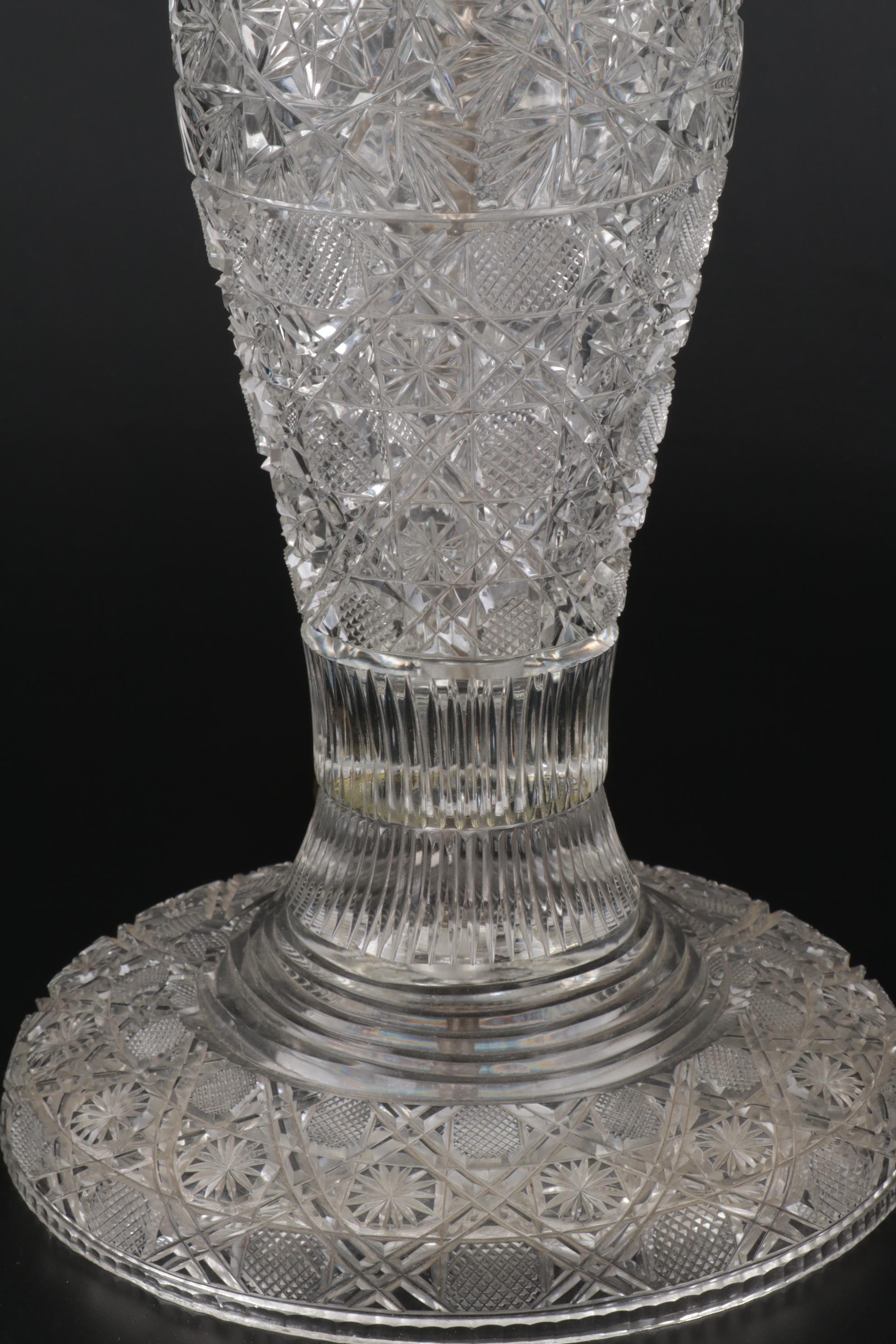 American Brilliant Style Cut Glass Table Lamp