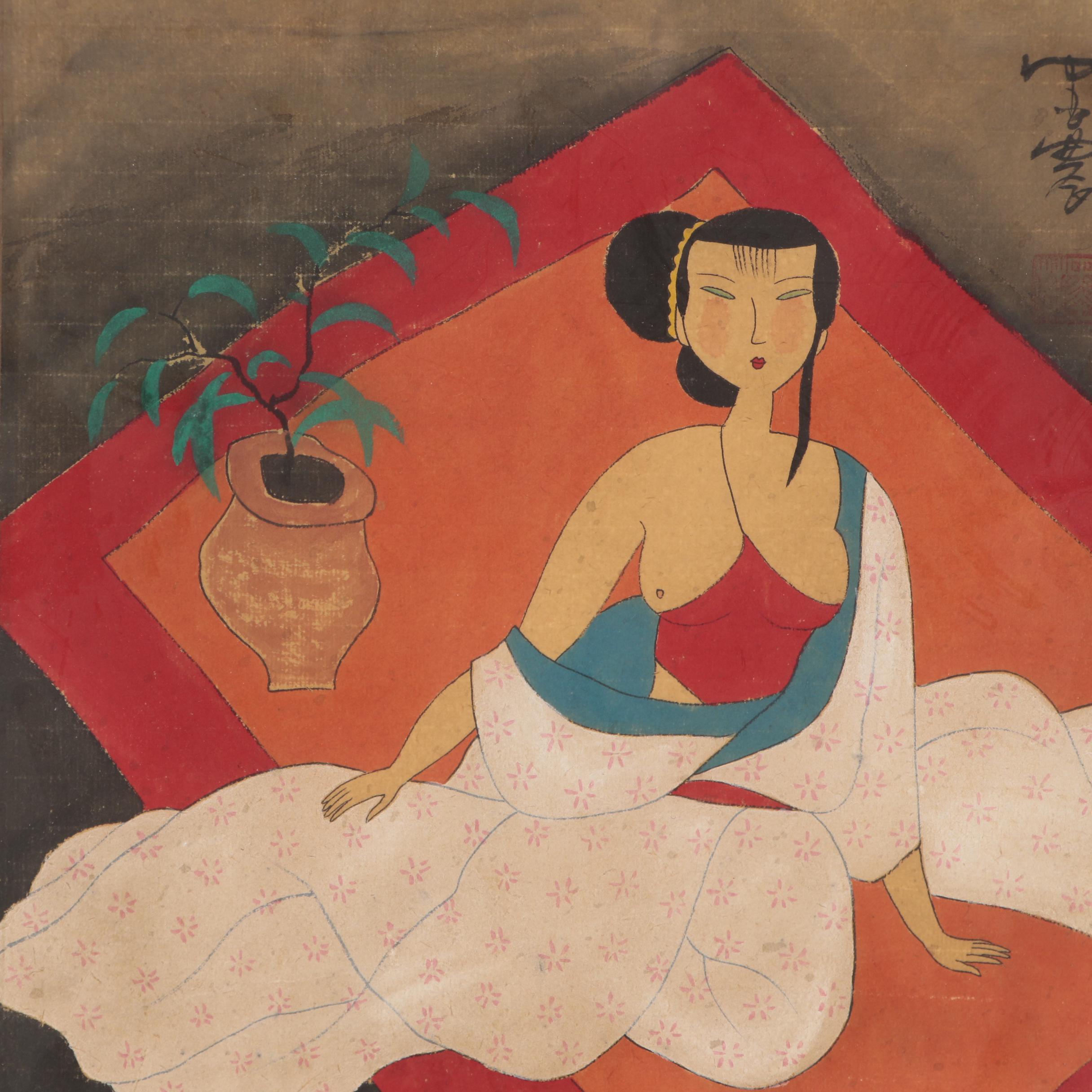 Mo Nong Gouache Painting of Chinese Woman