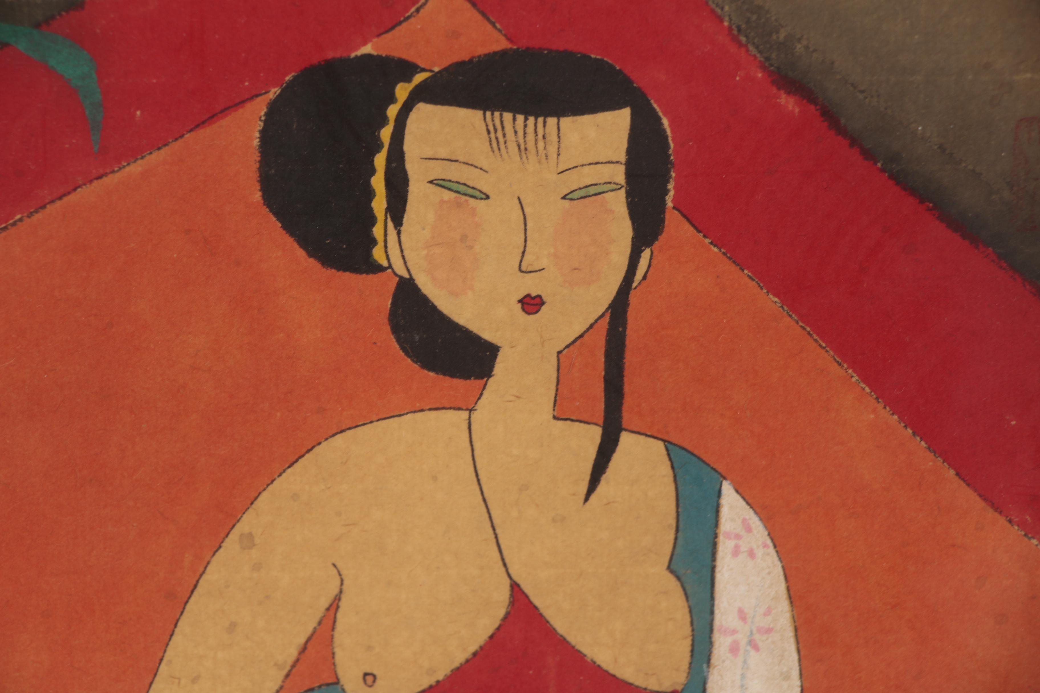 Mo Nong Gouache Painting of Chinese Woman