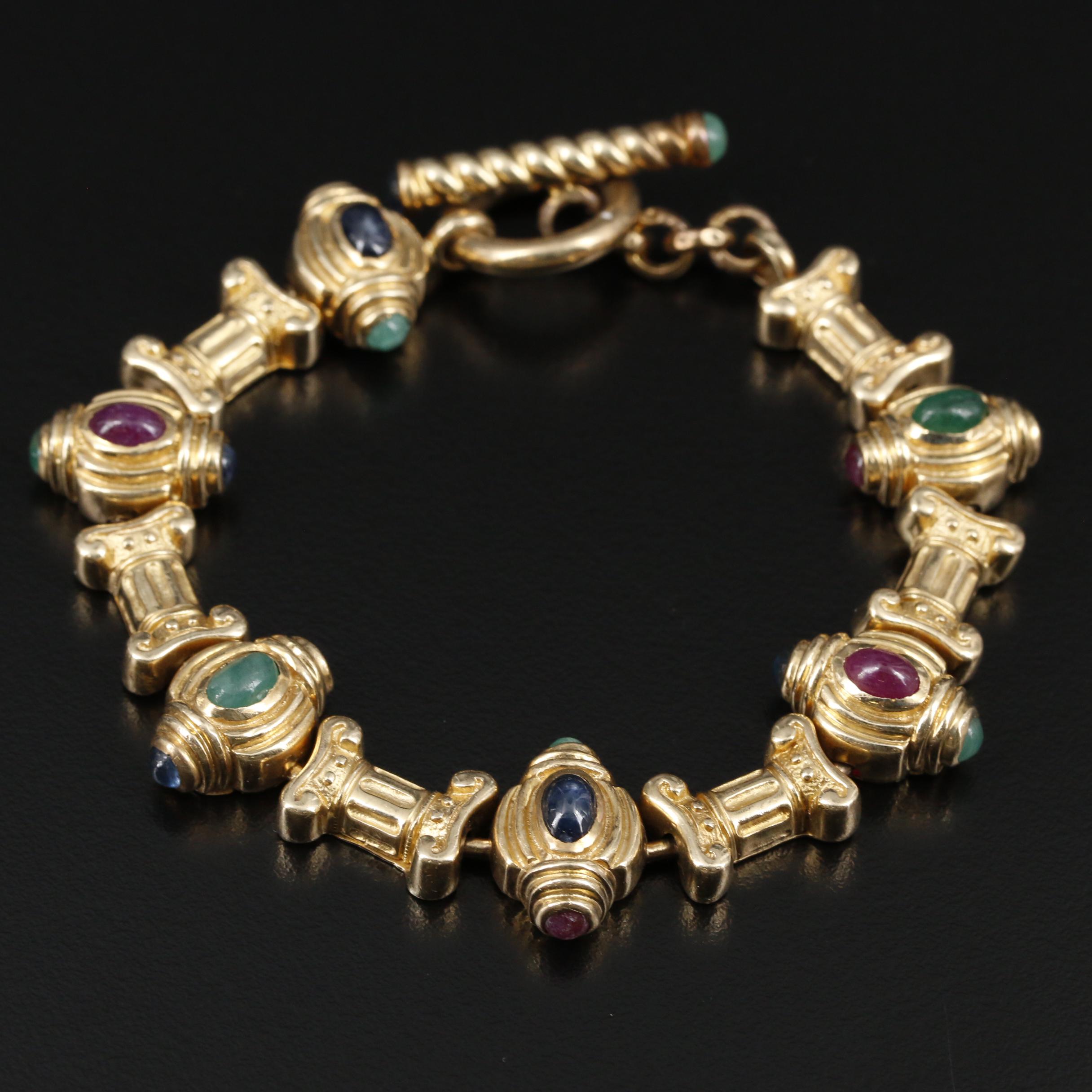 Citra 14K Yellow Gold Sapphire, Ruby and Emerald Bracelet