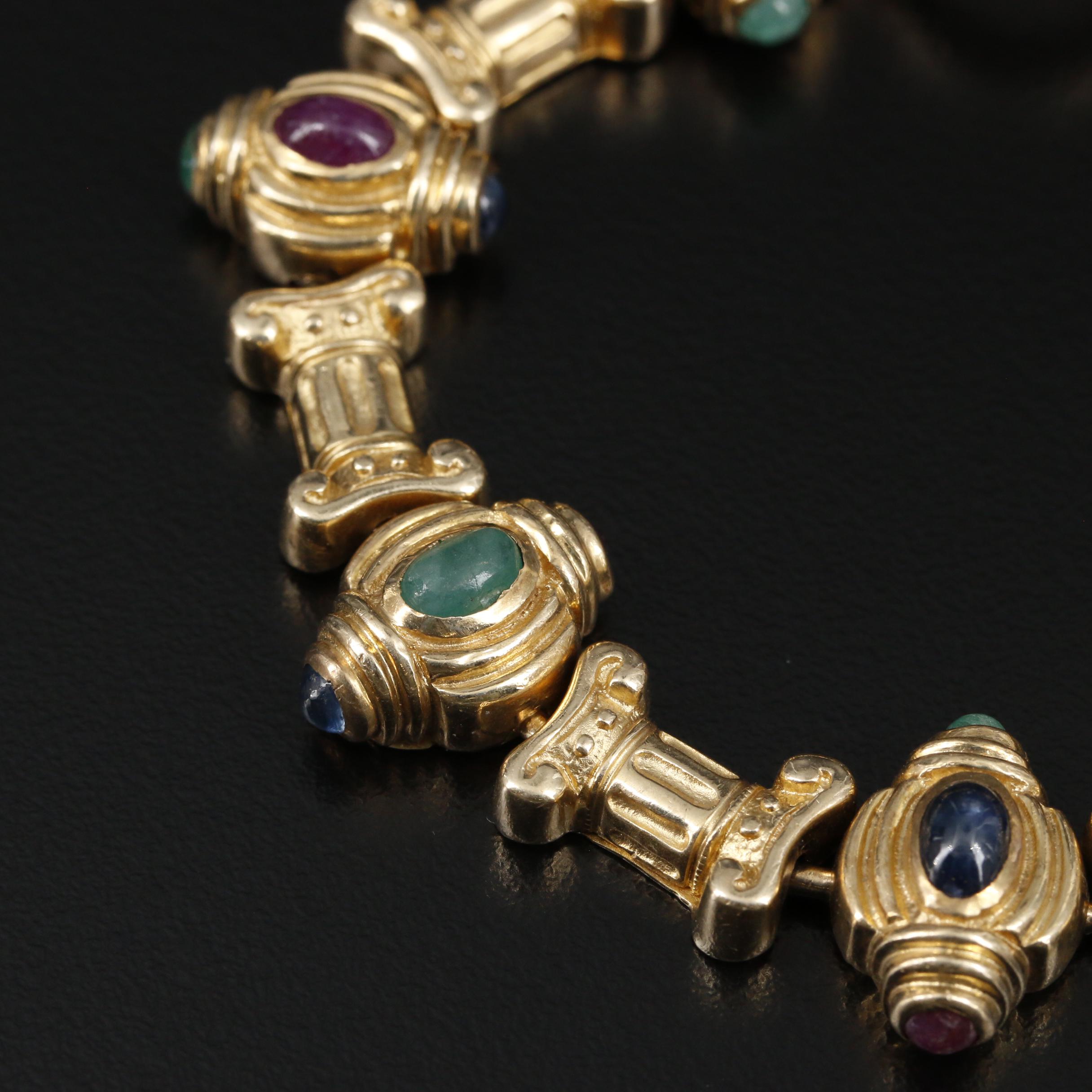 Citra 14K Yellow Gold Sapphire, Ruby and Emerald Bracelet