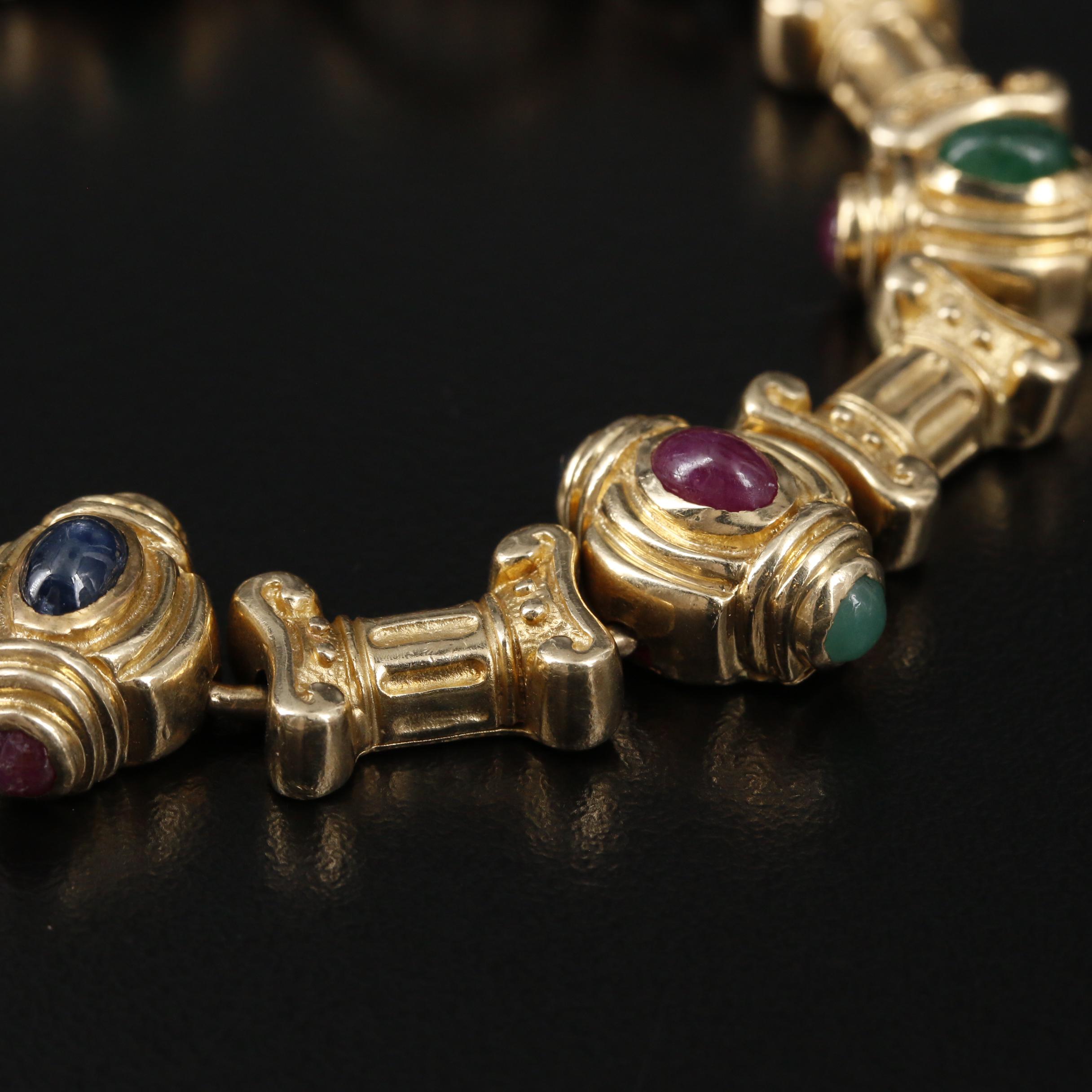 Citra 14K Yellow Gold Sapphire, Ruby and Emerald Bracelet