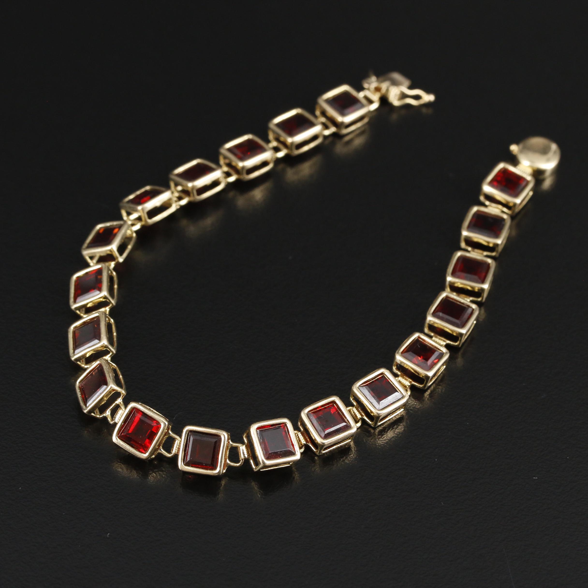 10K and 14K Gold Garnet Bracelets