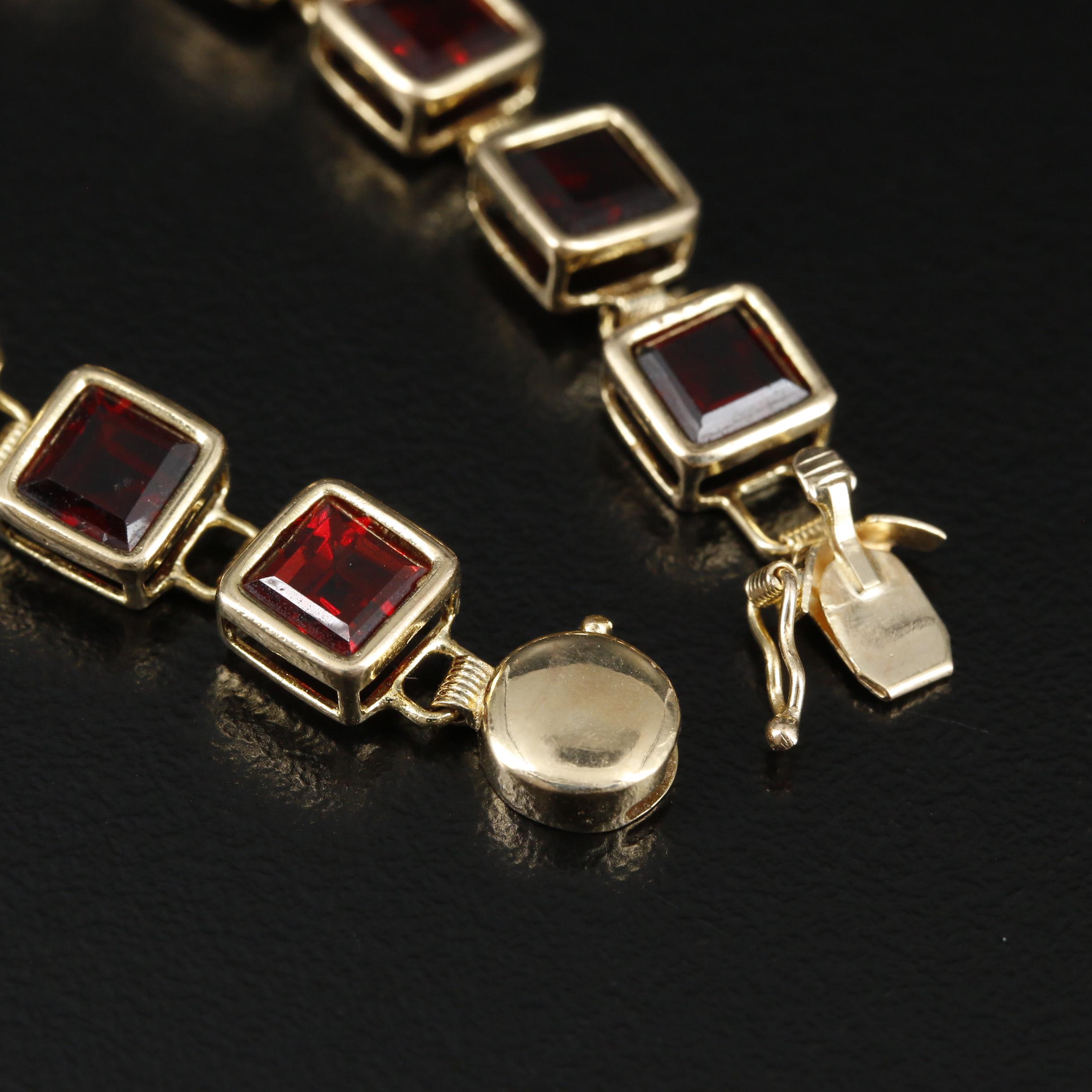 10K and 14K Gold Garnet Bracelets