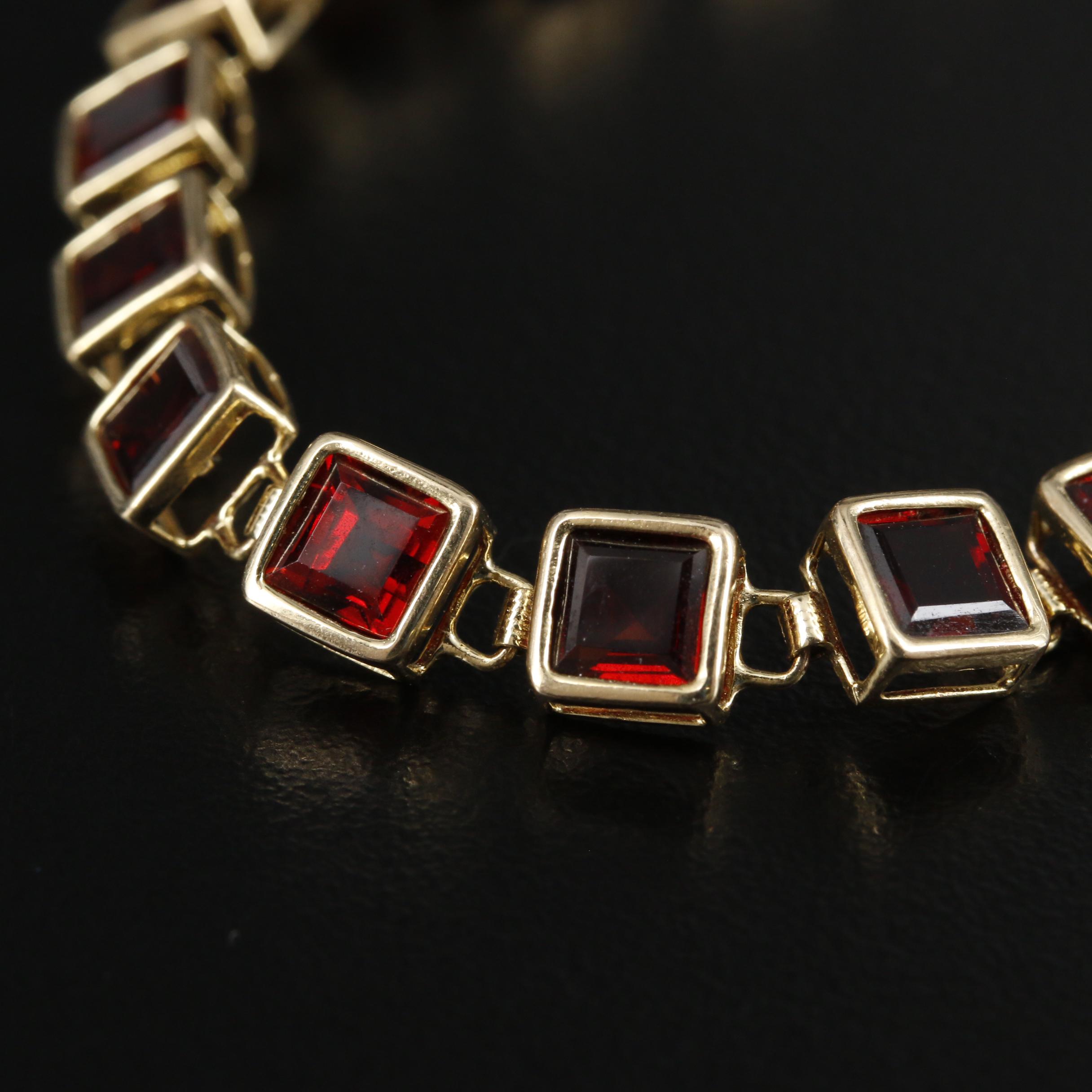 10K and 14K Gold Garnet Bracelets