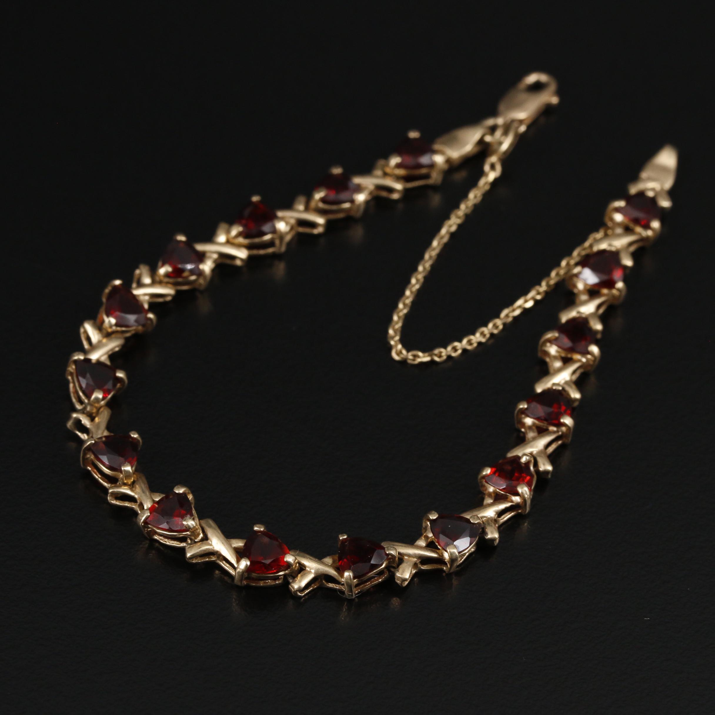 10K and 14K Gold Garnet Bracelets