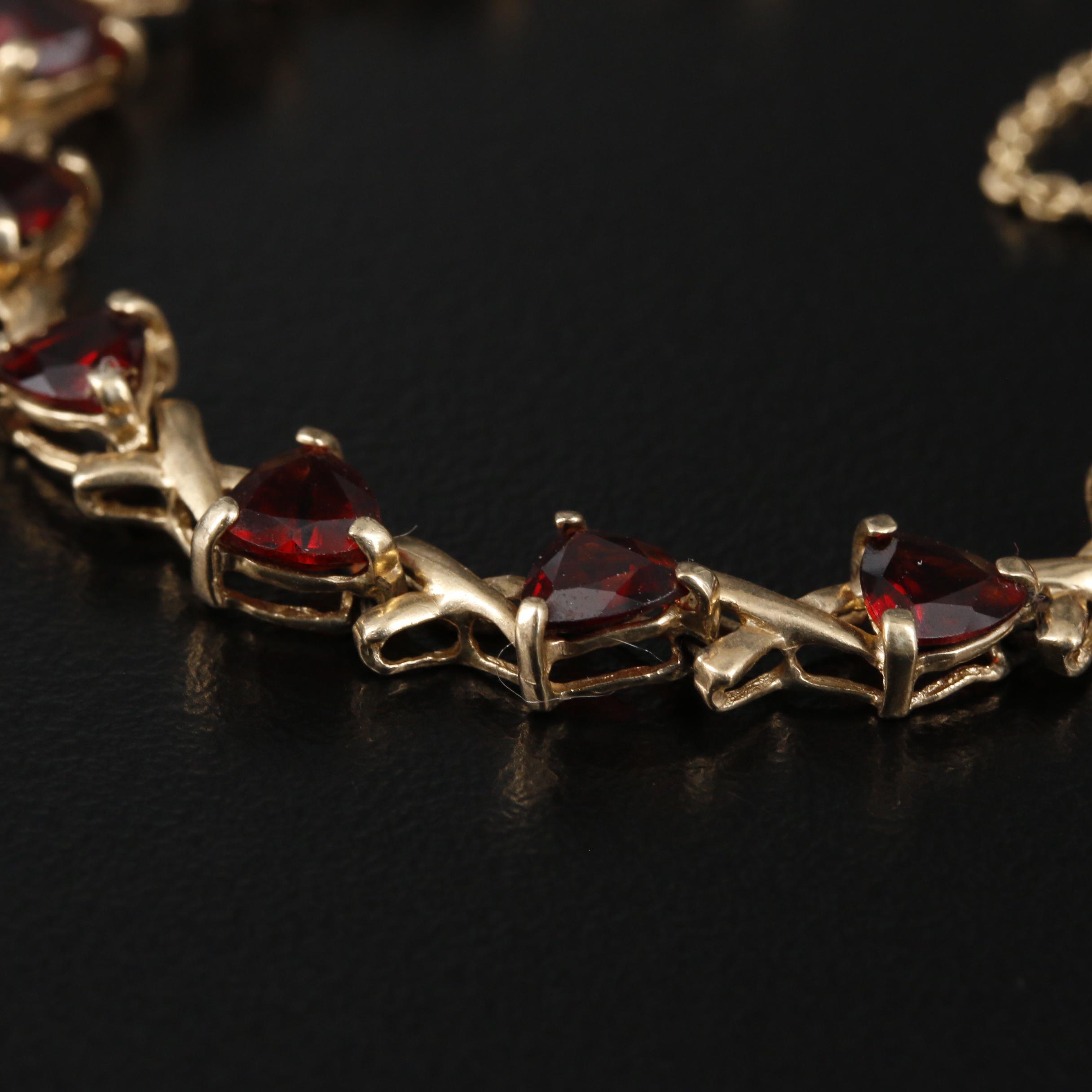 10K and 14K Gold Garnet Bracelets