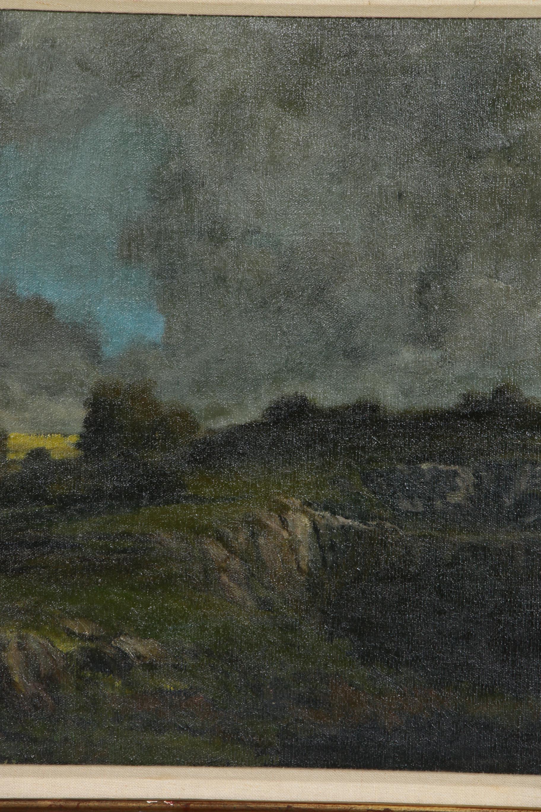 Stephen Woodburn Rocky Field Landscape Oil Painting, Mid to Late 20th Century