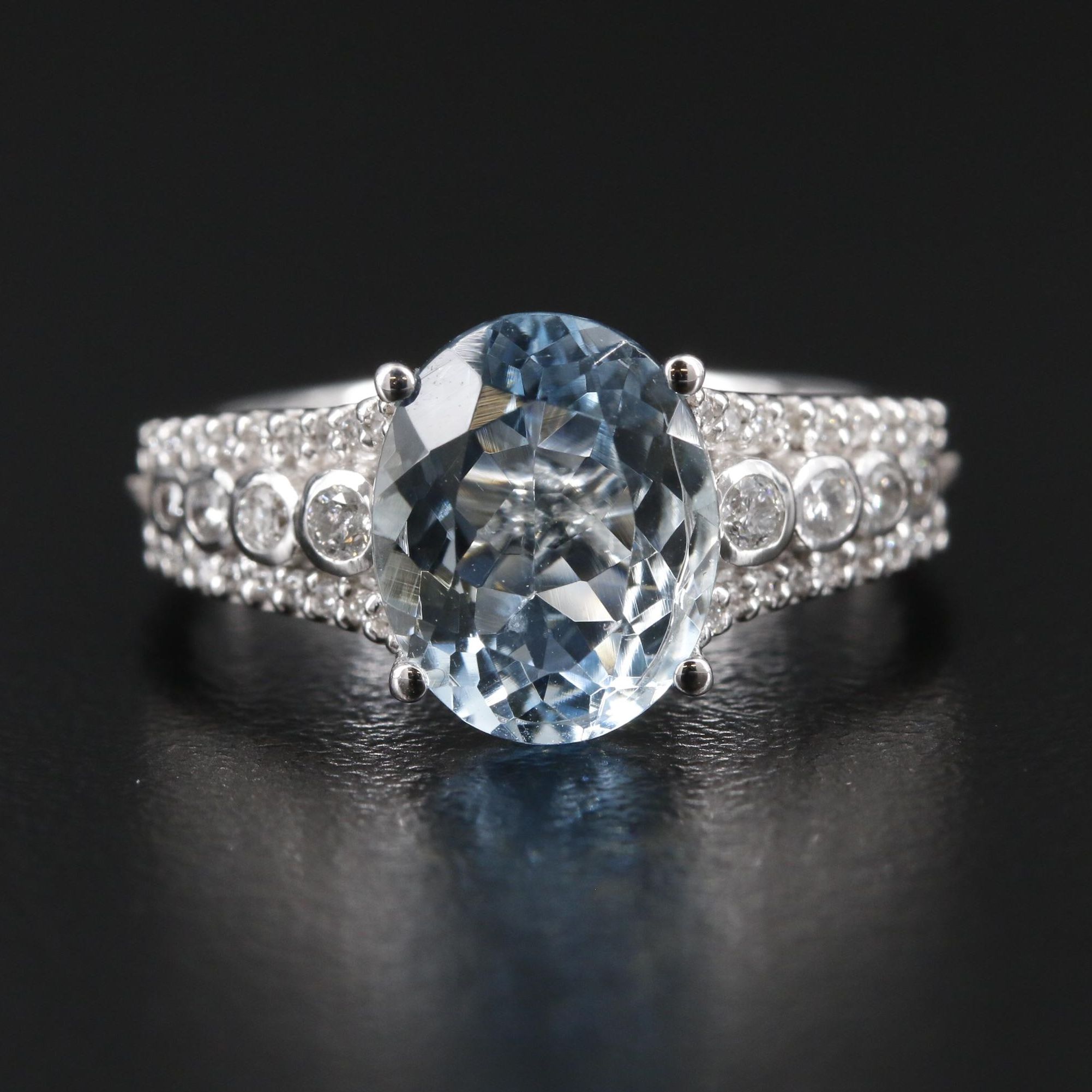 Effy 14K Gold Aquamarine and Diamond Ring