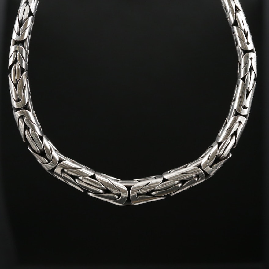 Sterling Silver Byzantine Style Chain Necklace