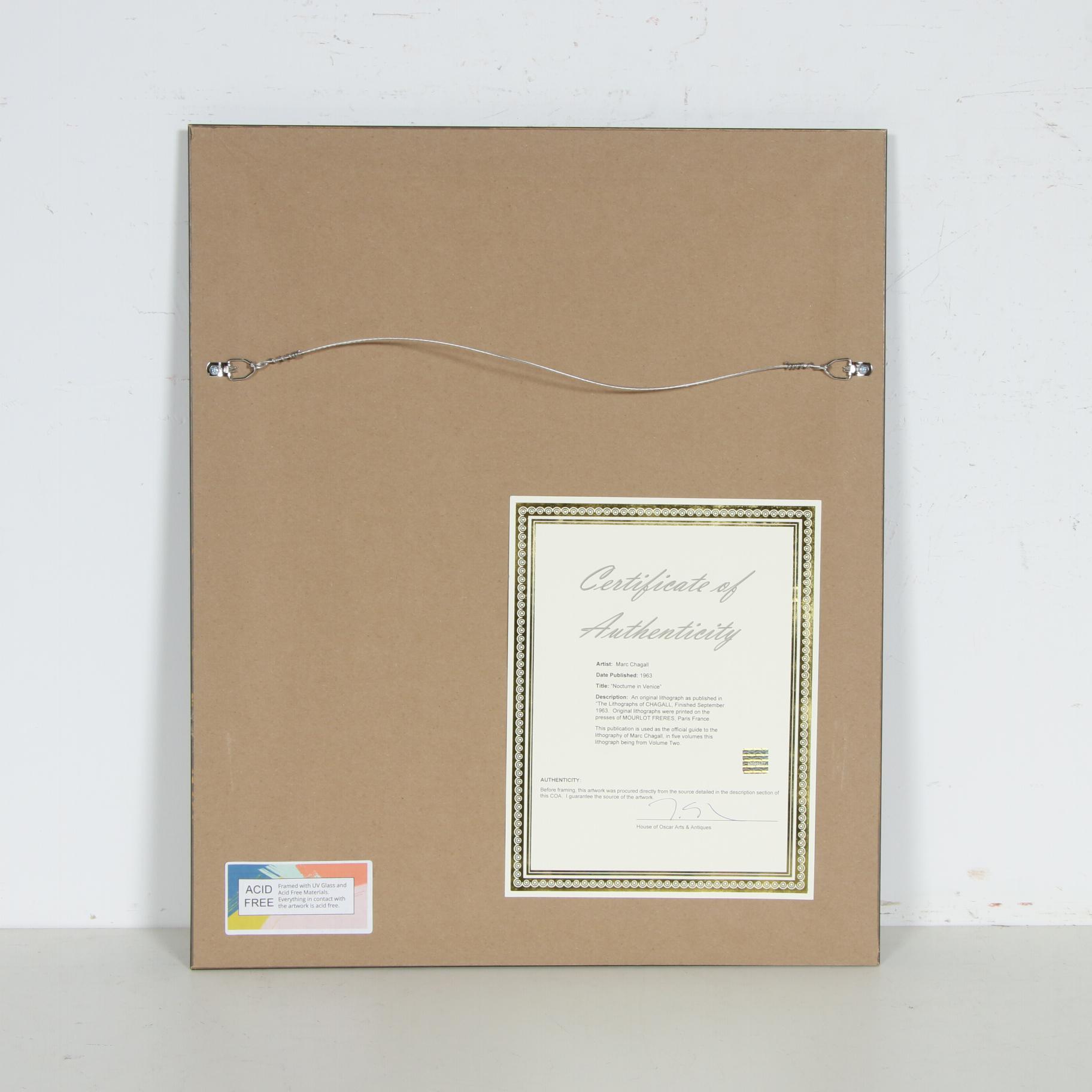 Marc Chagall Color Lithograph "Nocturne in Venice", 1963