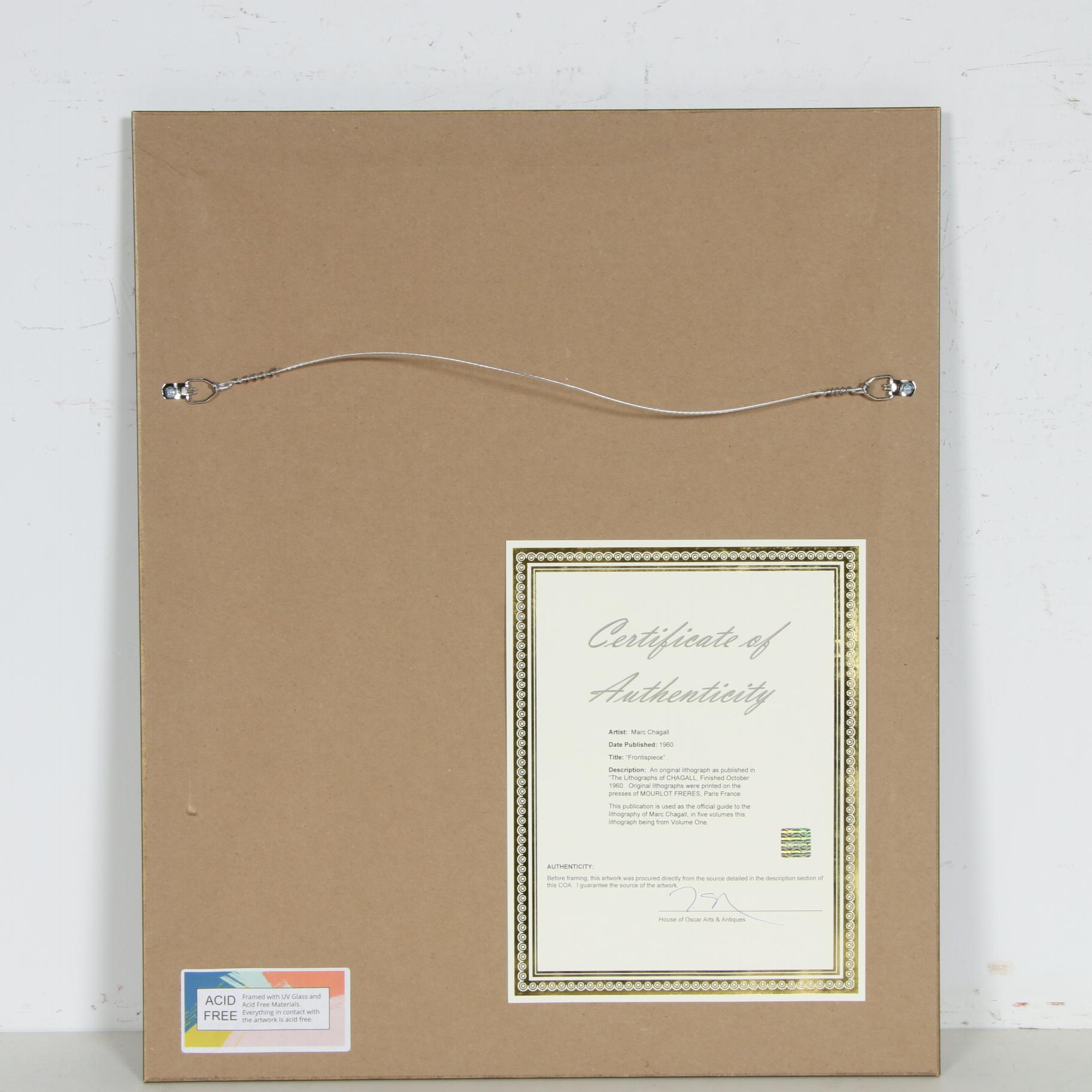 Marc Chagall Frontispiece Color Lithograph from "The Lithographs of Chagall"