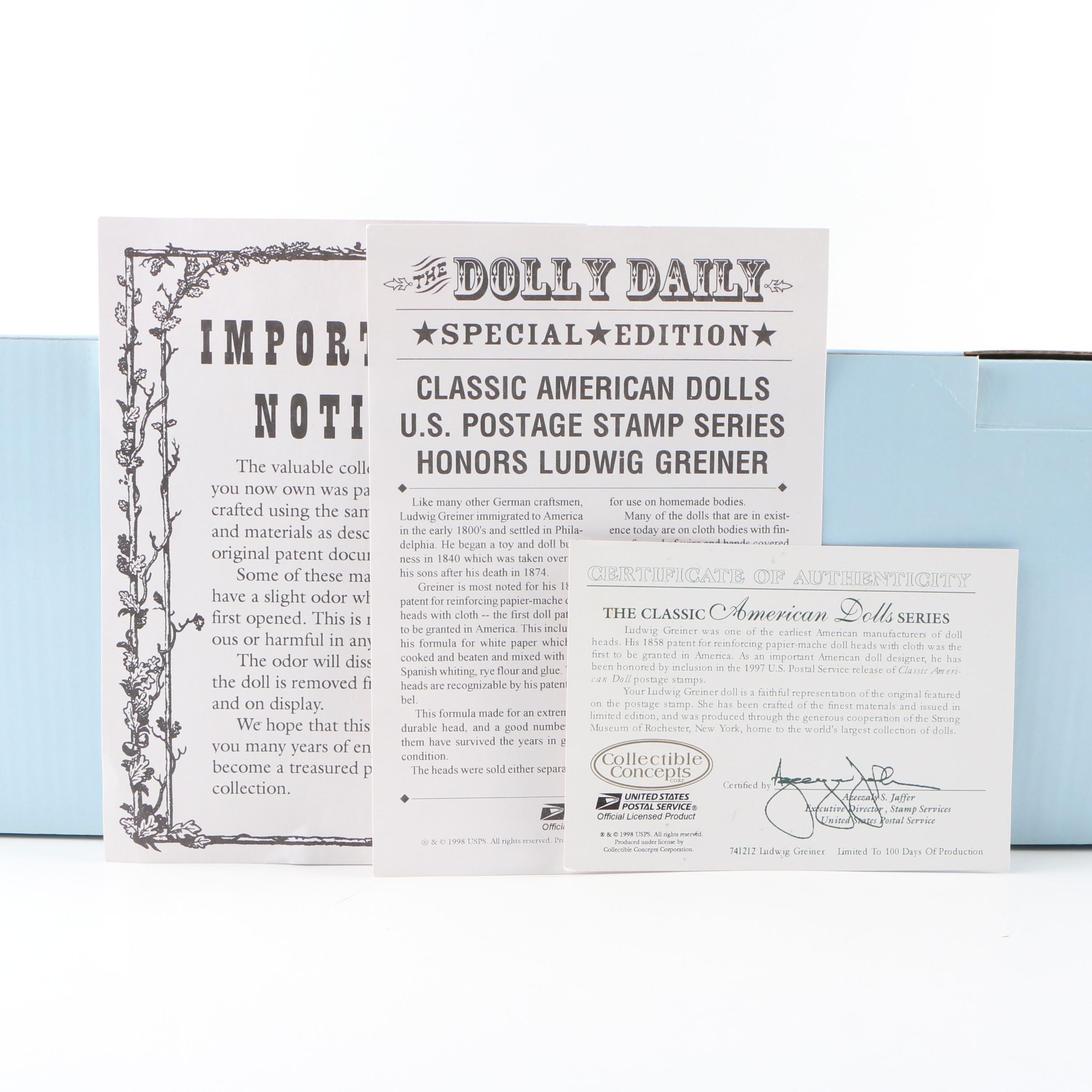 USPS Classic American Doll Series "Ludwig Greiner" Doll, 1998