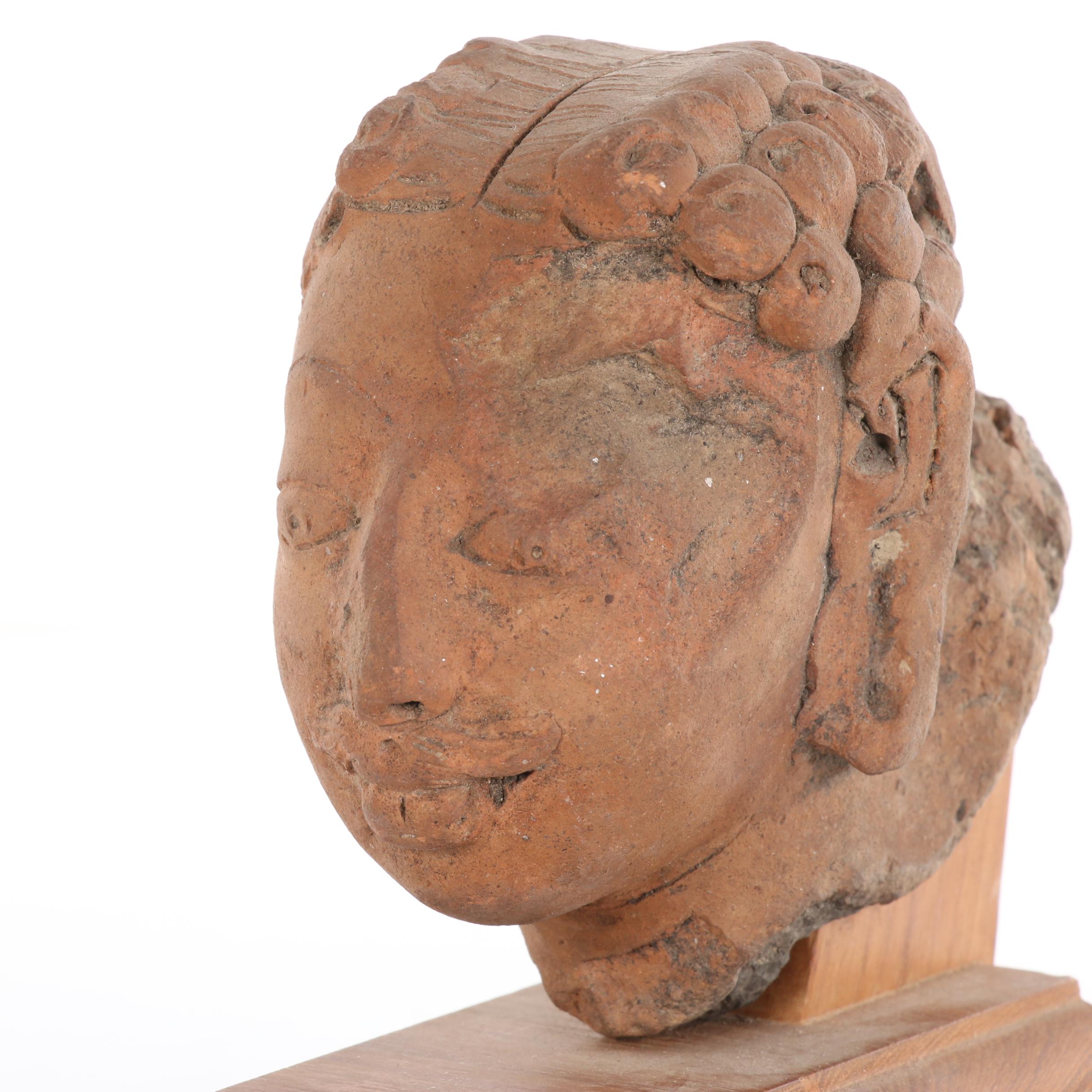 Indian Gupta Terracotta Head, Probably 7th Century