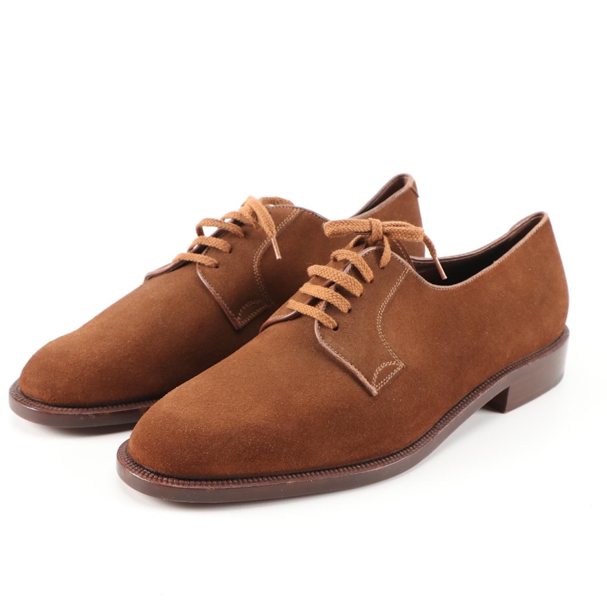 Men's Valentino Garavani Couture Brown Calf Suede Derby Shoes