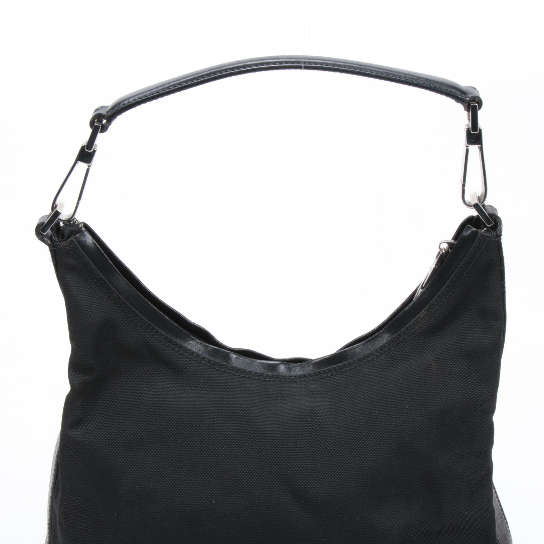 Gucci Black Canvas and Leather Shoulder Bag