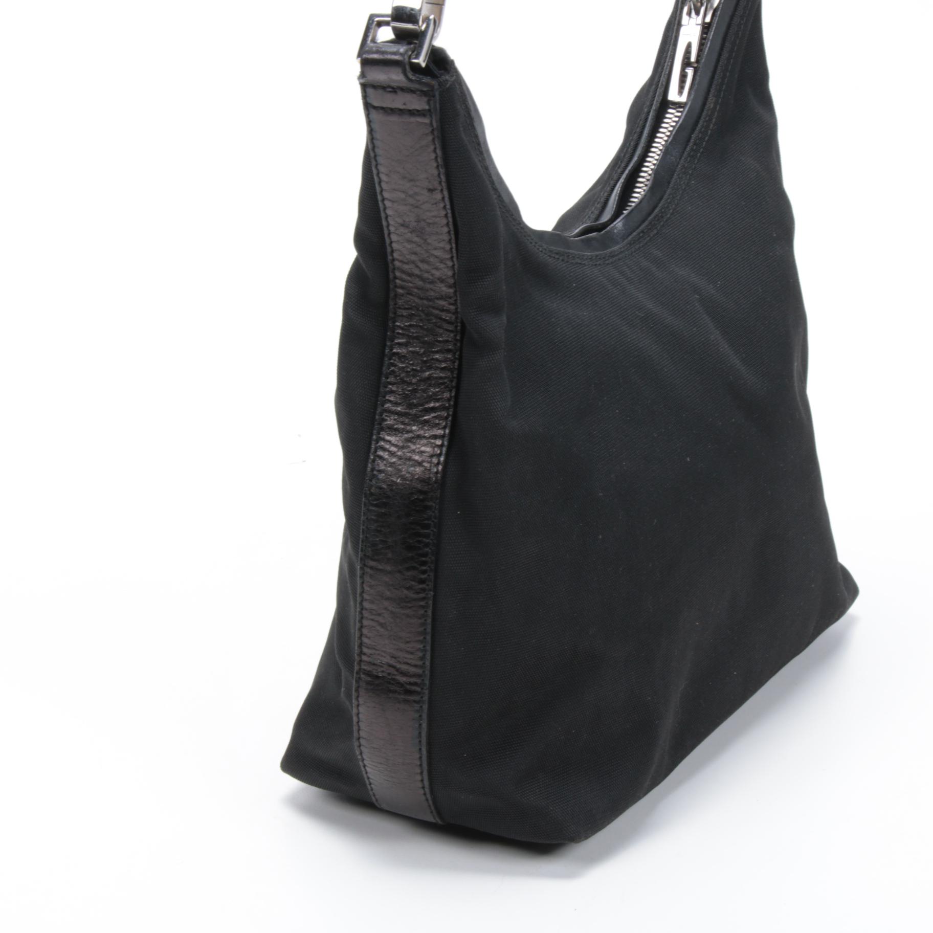 Gucci Black Canvas and Leather Shoulder Bag