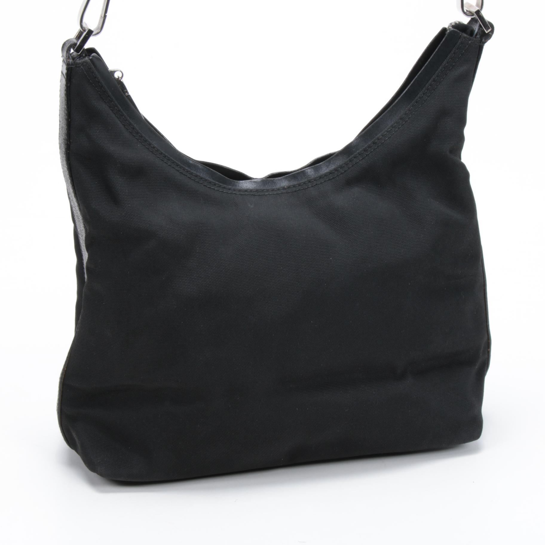 Gucci Black Canvas and Leather Shoulder Bag