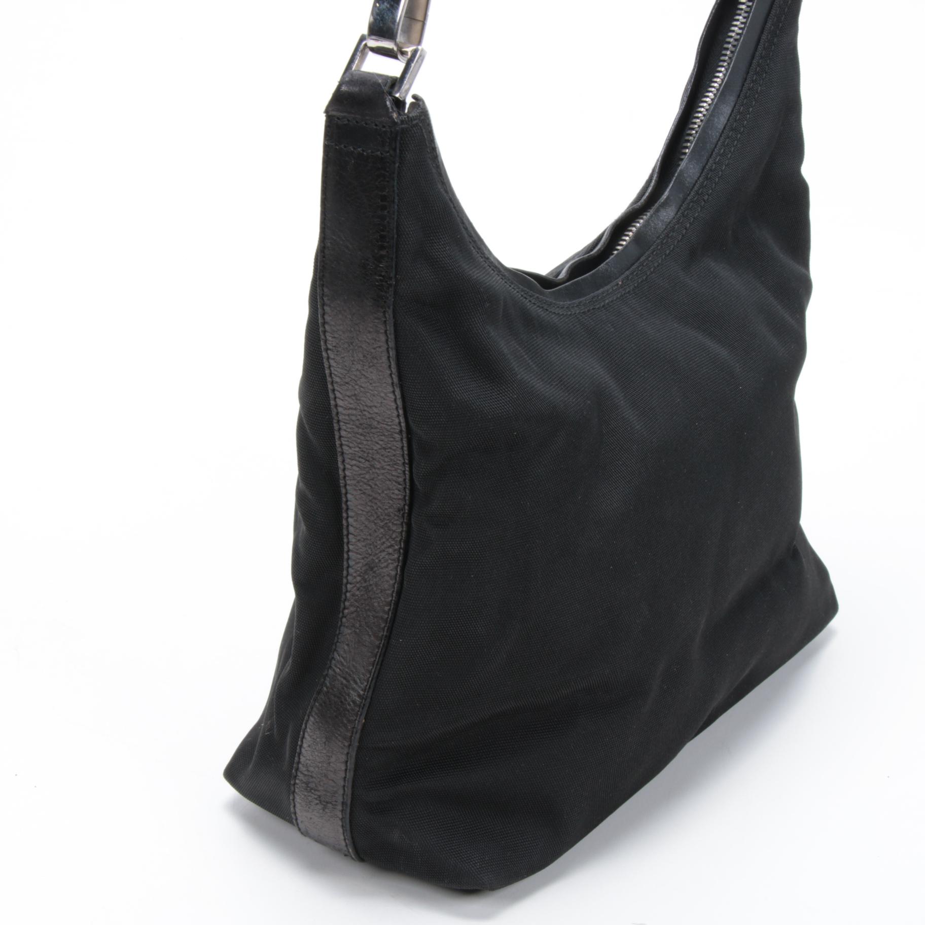 Gucci Black Canvas and Leather Shoulder Bag
