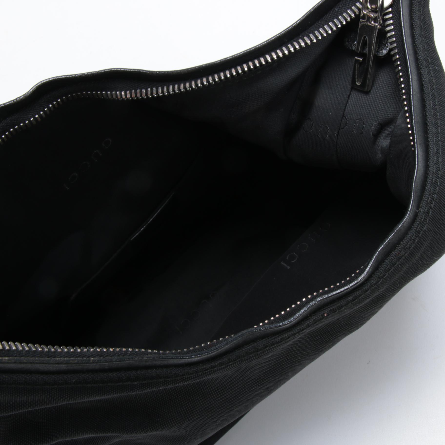 Gucci Black Canvas and Leather Shoulder Bag