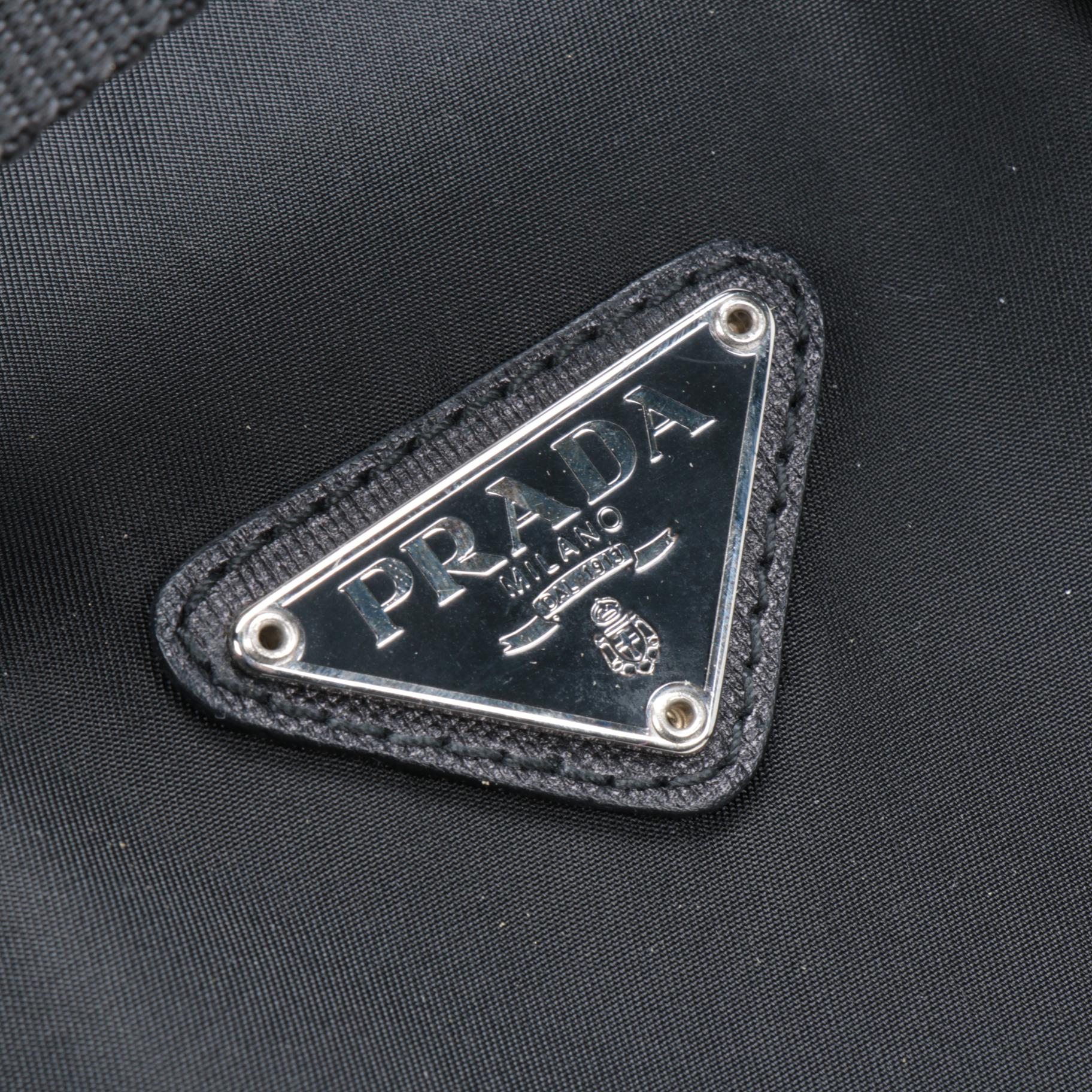 Prada Black Tessuto Nylon and Leather Backpack