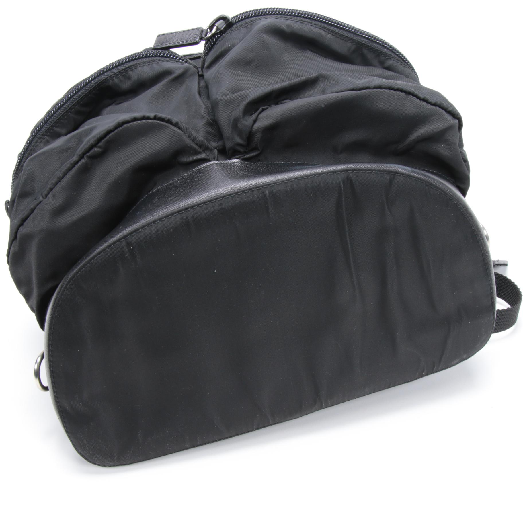 Prada Black Tessuto Nylon and Leather Backpack