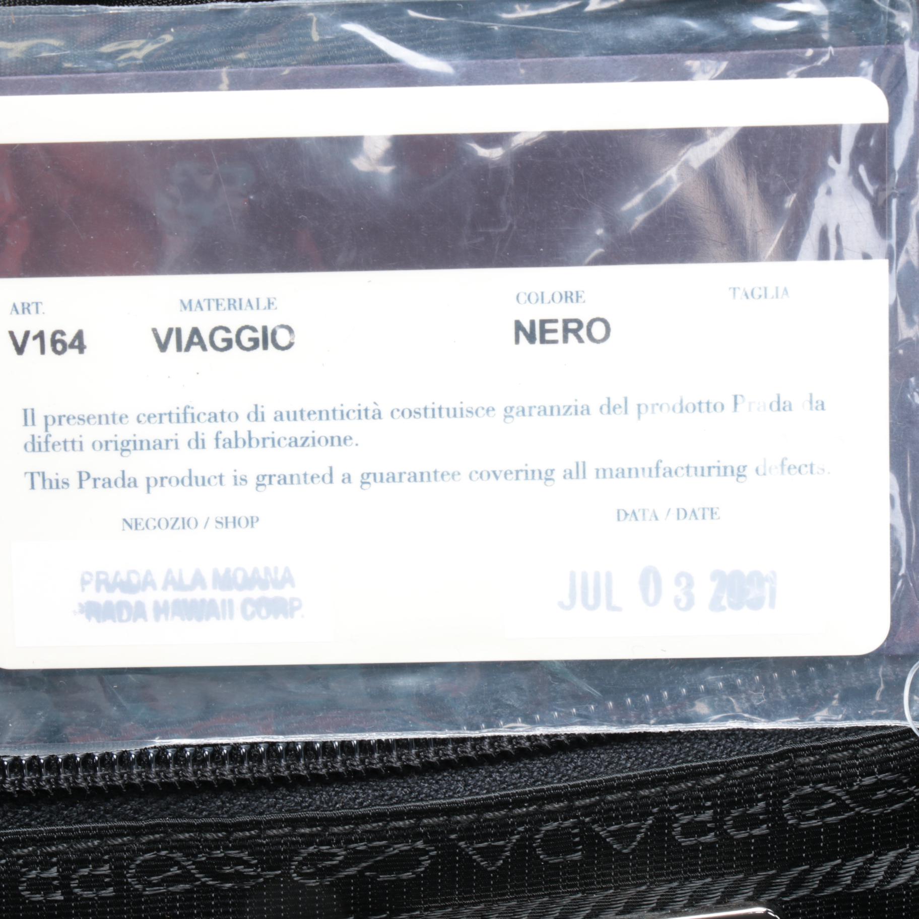 Prada Black Tessuto Nylon and Leather Backpack