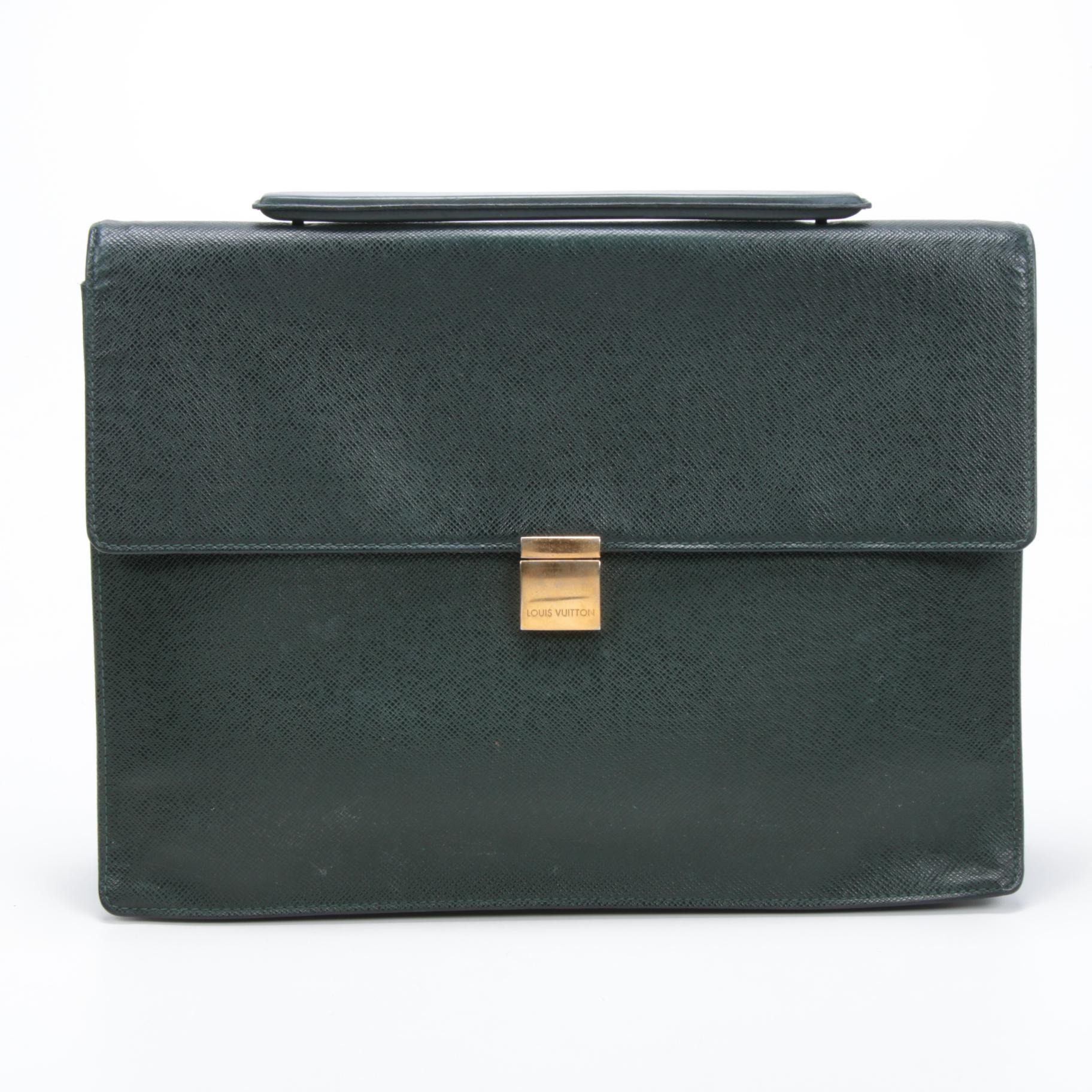 Louis Vuitton Epicea Green Taiga Porte-Document Angara Briefcase Bag