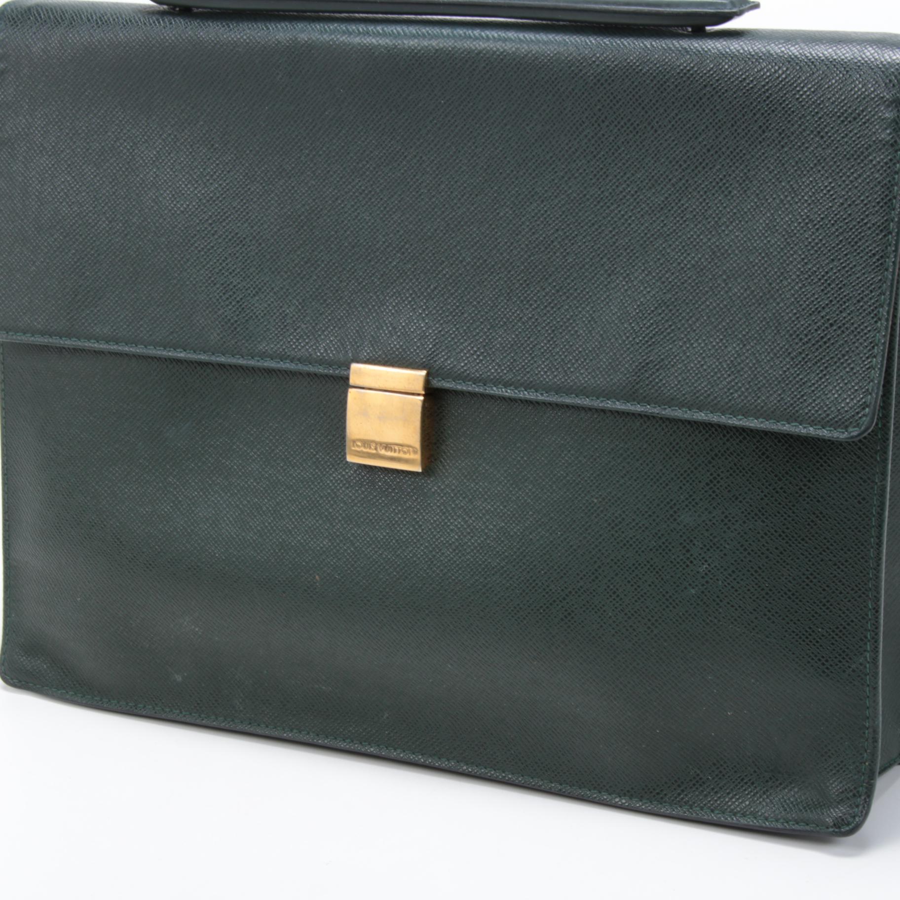 Louis Vuitton Epicea Green Taiga Porte-Document Angara Briefcase Bag