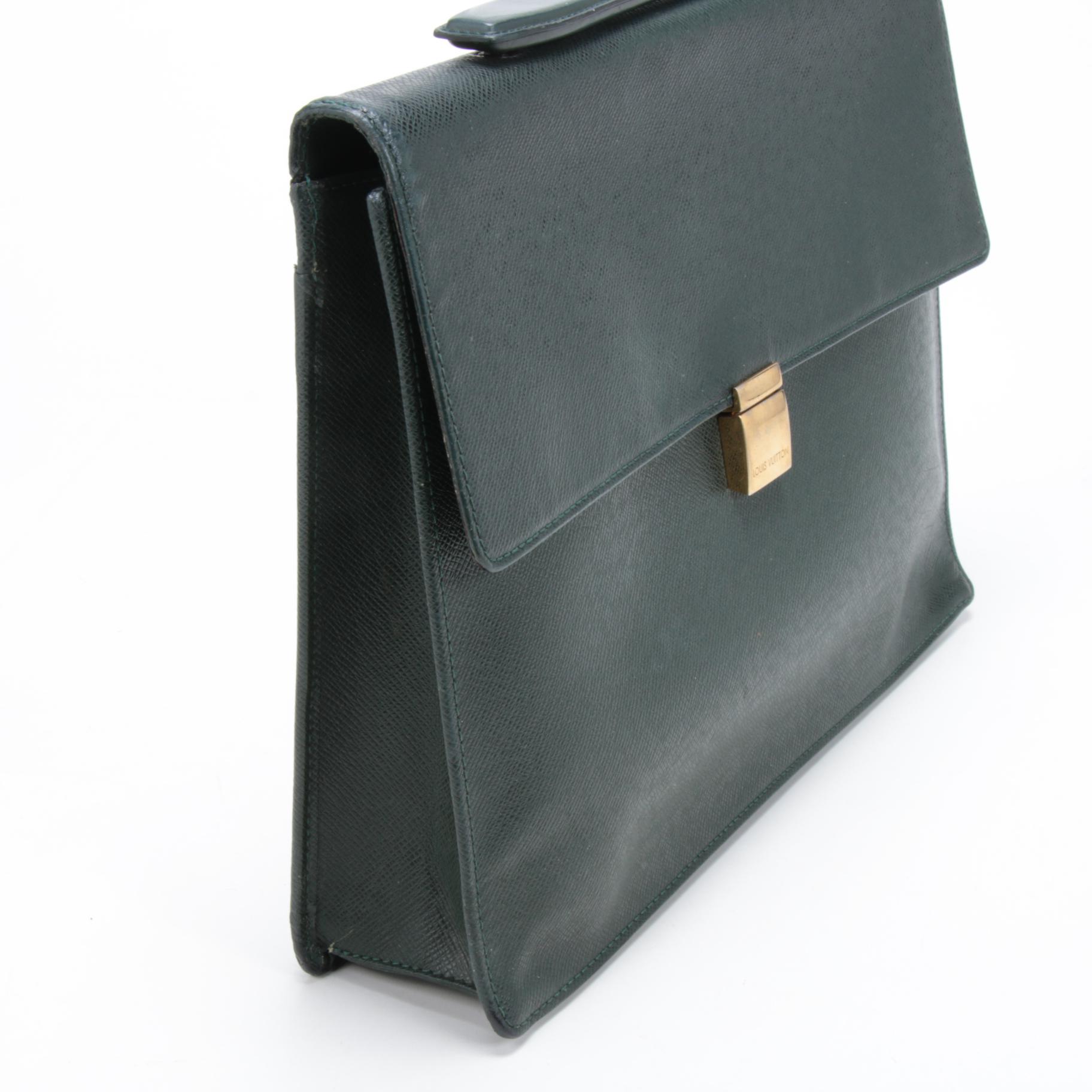 Louis Vuitton Epicea Green Taiga Porte-Document Angara Briefcase Bag