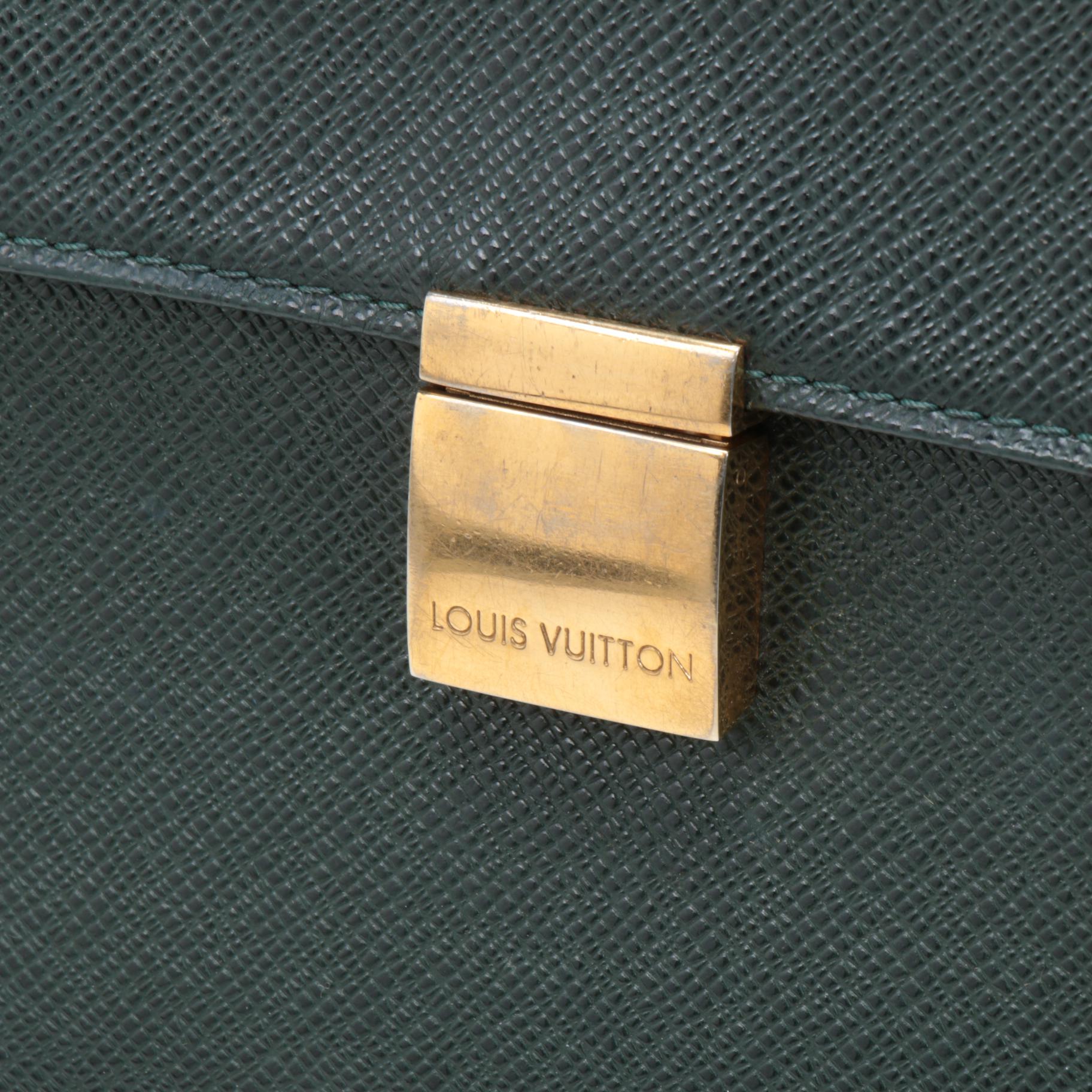 Louis Vuitton Epicea Green Taiga Porte-Document Angara Briefcase Bag