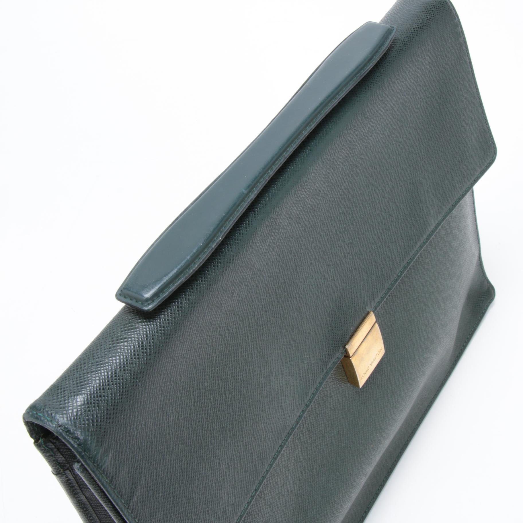 Louis Vuitton Epicea Green Taiga Porte-Document Angara Briefcase Bag