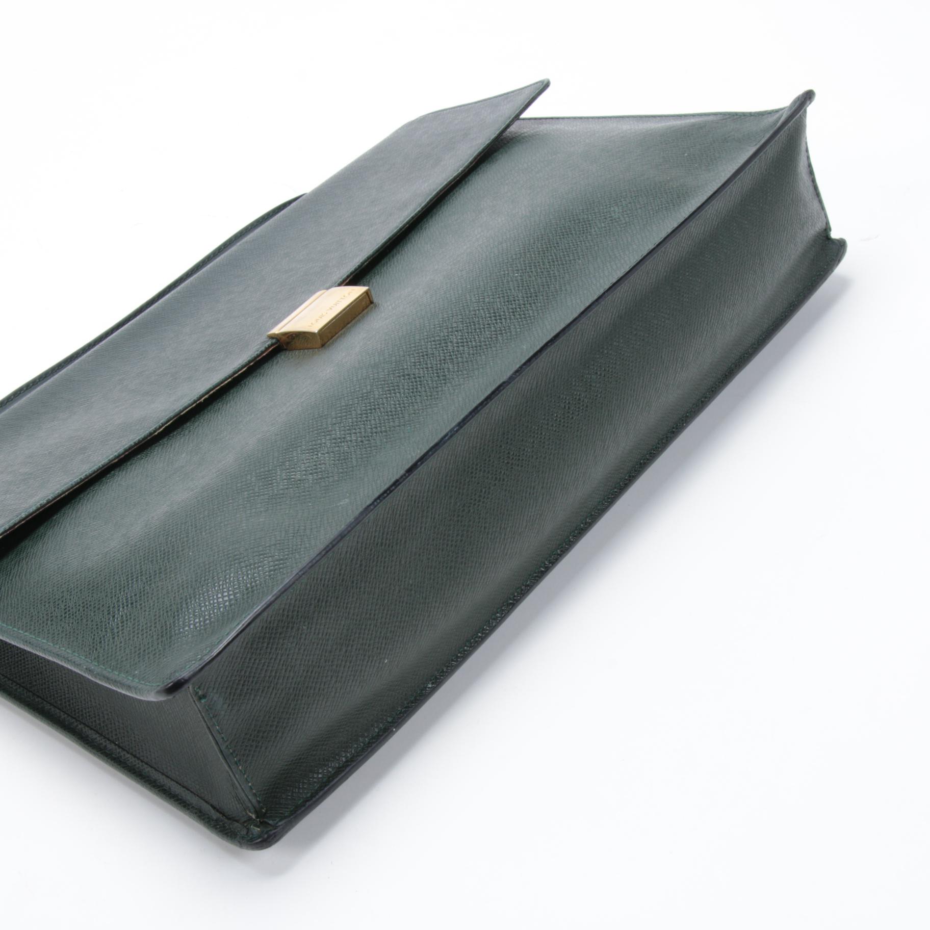 Louis Vuitton Epicea Green Taiga Porte-Document Angara Briefcase Bag