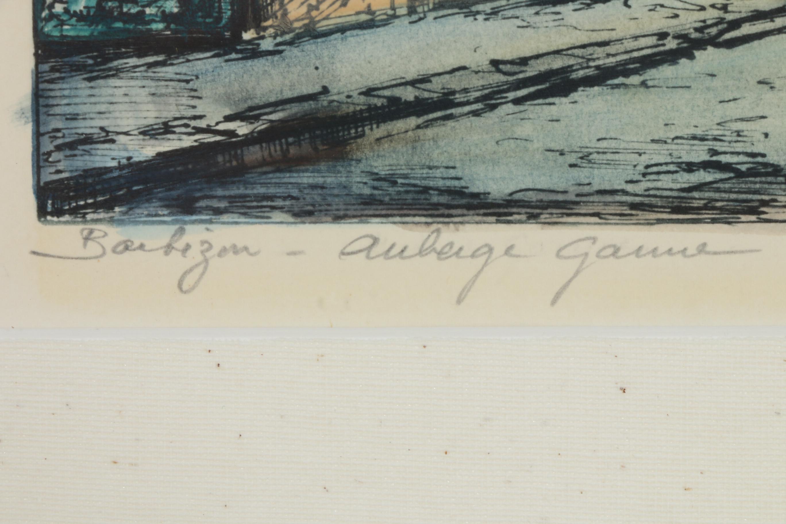 Eugene Veder Hand-Colored Etchings of Barbizon, France, Early 20th Century