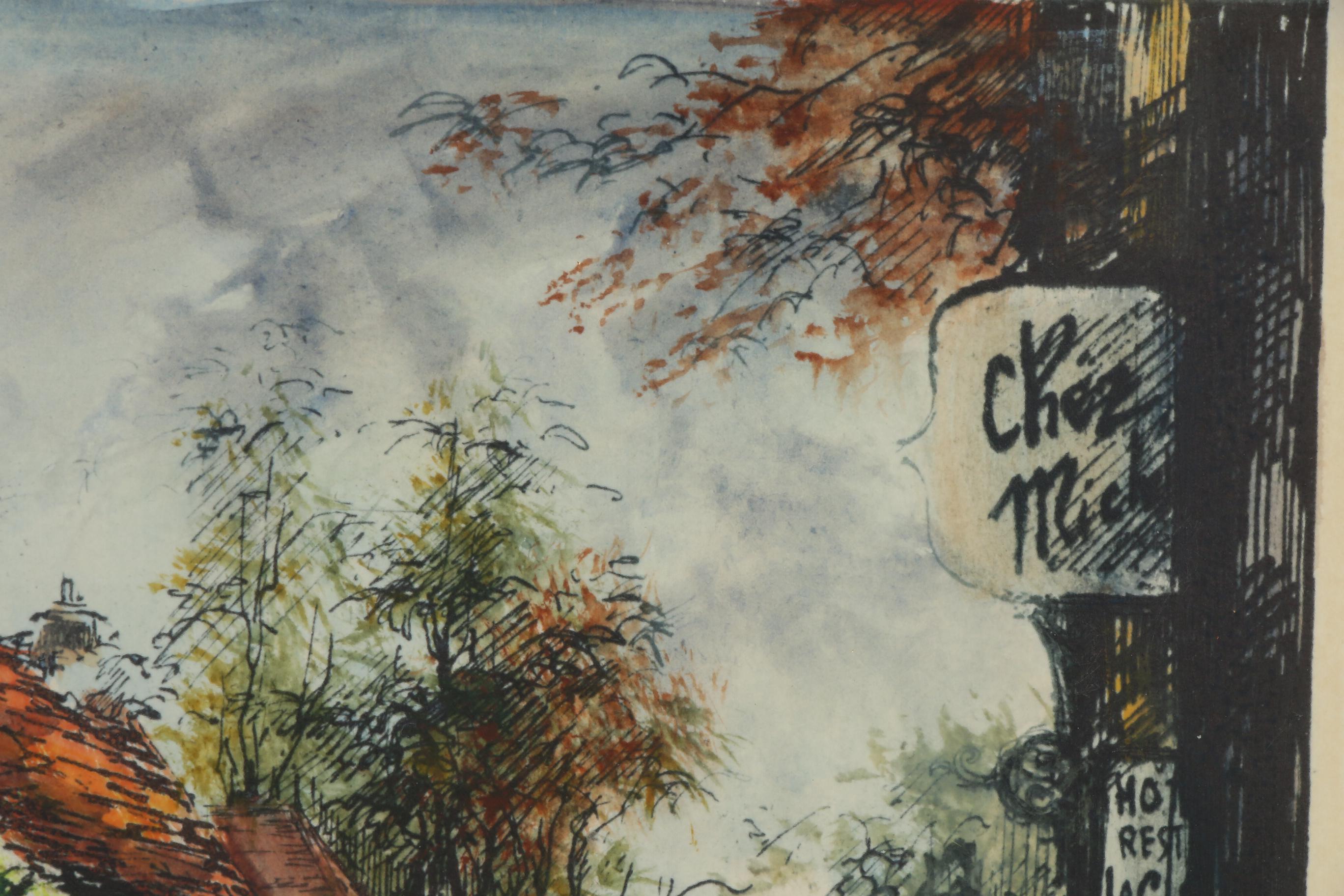 Eugene Veder Hand-Colored Etchings of Barbizon, France, Early 20th Century