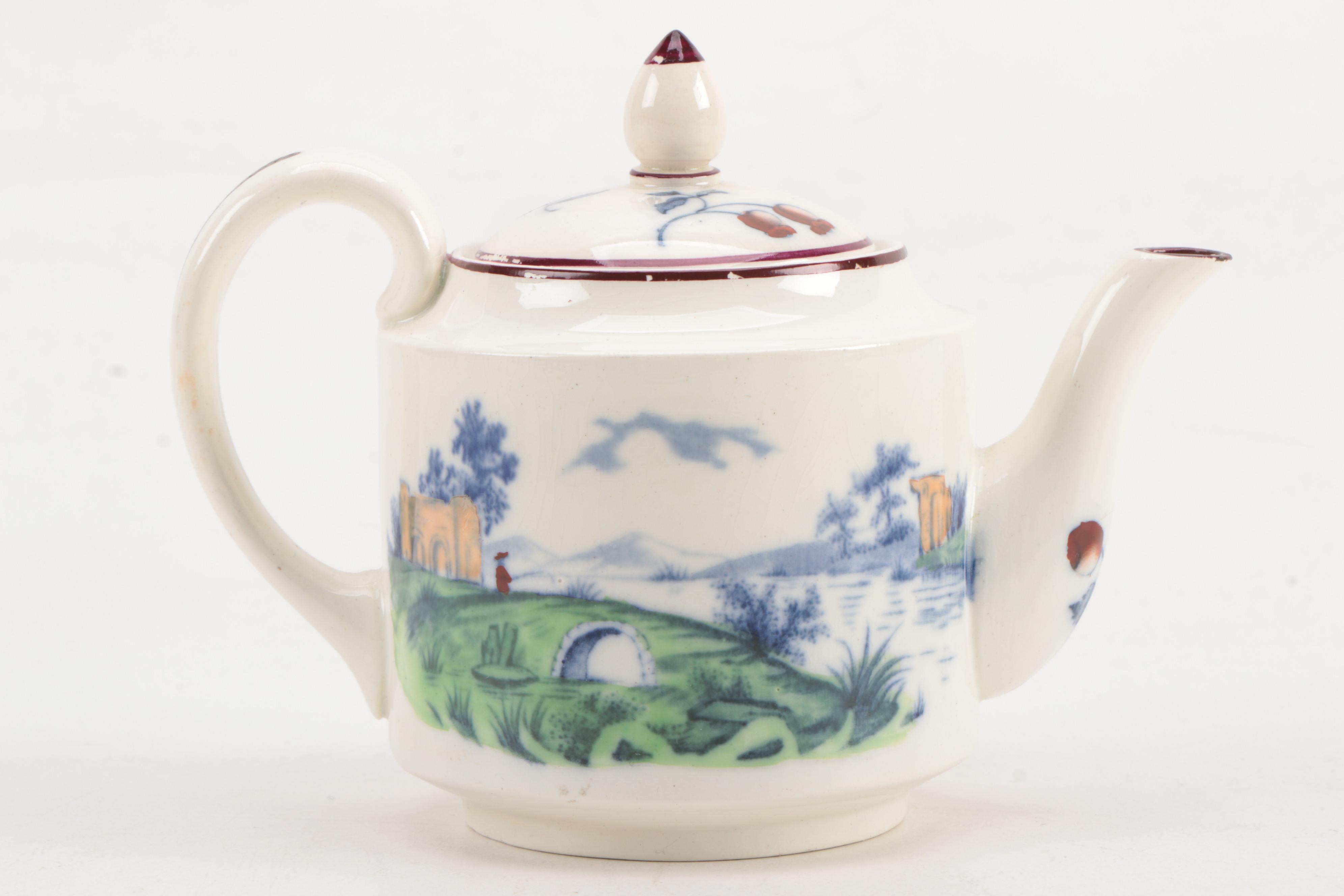 Wedgwood "River Scene" Tea Set with Copeland "Tower" Salt and Pepper Shakers