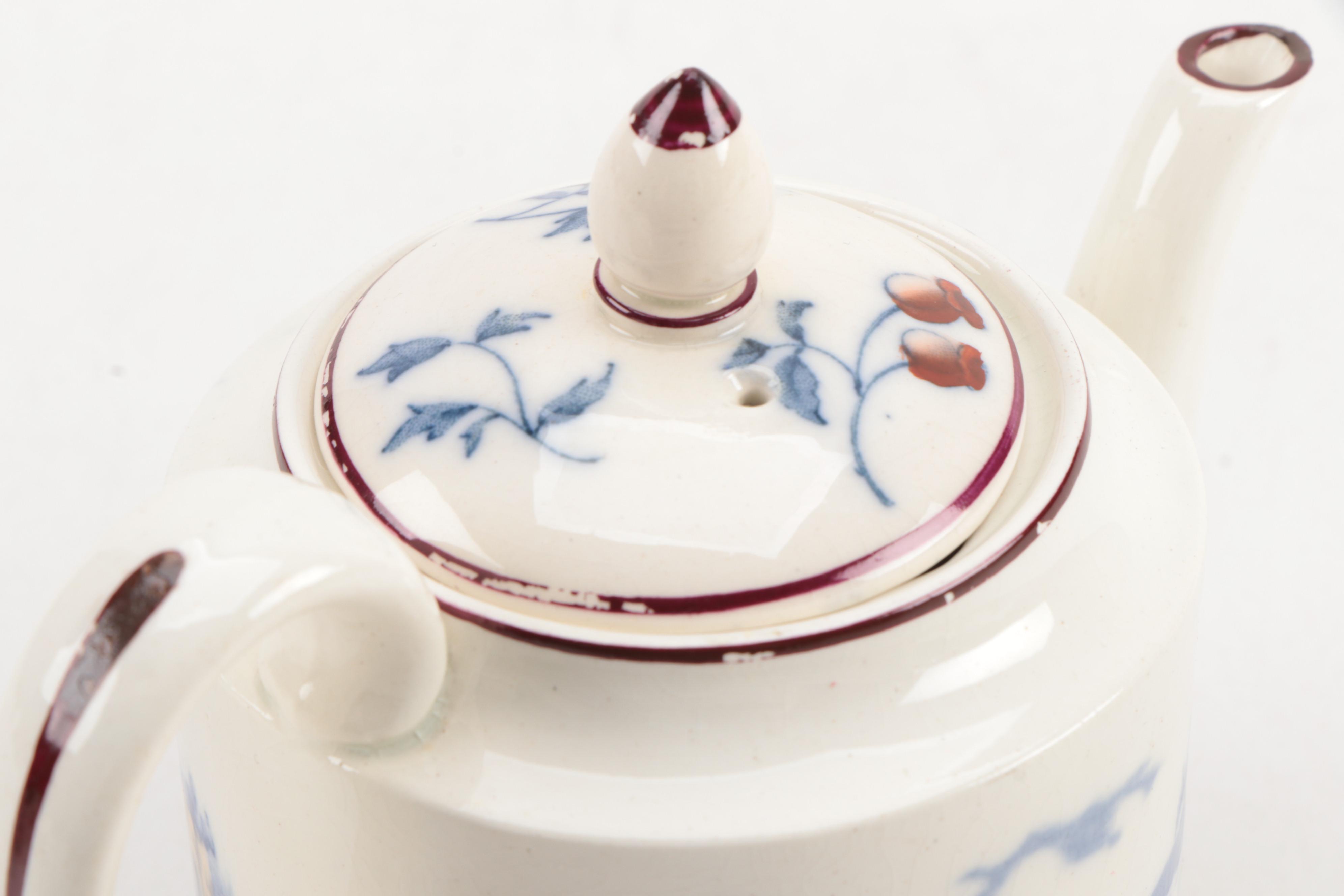 Wedgwood "River Scene" Tea Set with Copeland "Tower" Salt and Pepper Shakers