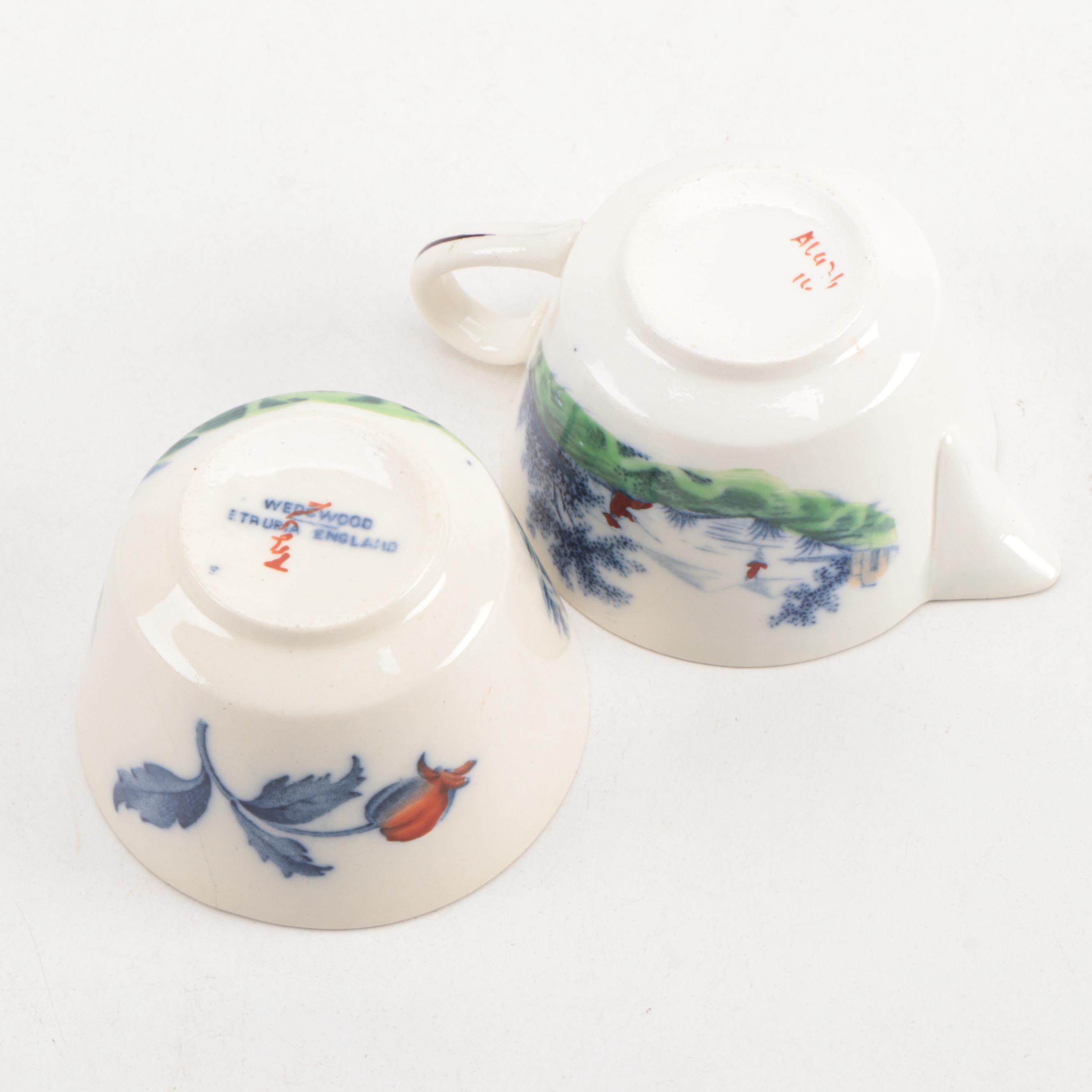 Wedgwood "River Scene" Tea Set with Copeland "Tower" Salt and Pepper Shakers