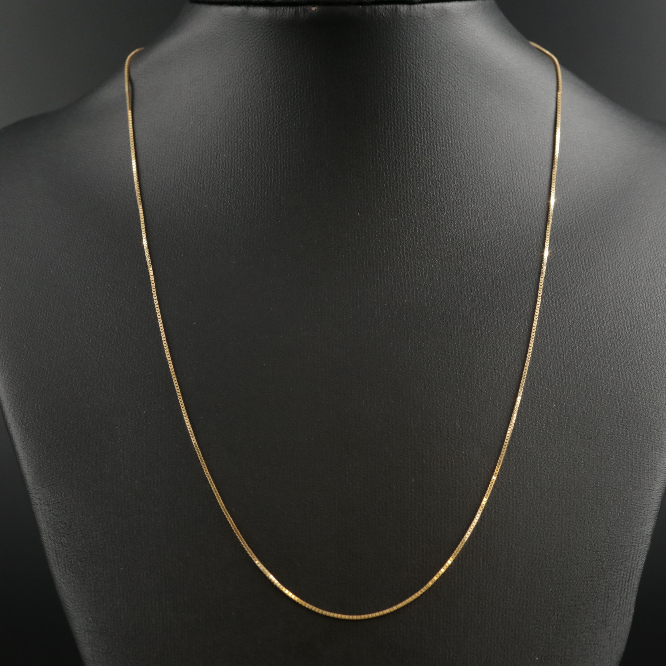 Vintage Krementz 14K Yellow Gold Box Chain Necklace